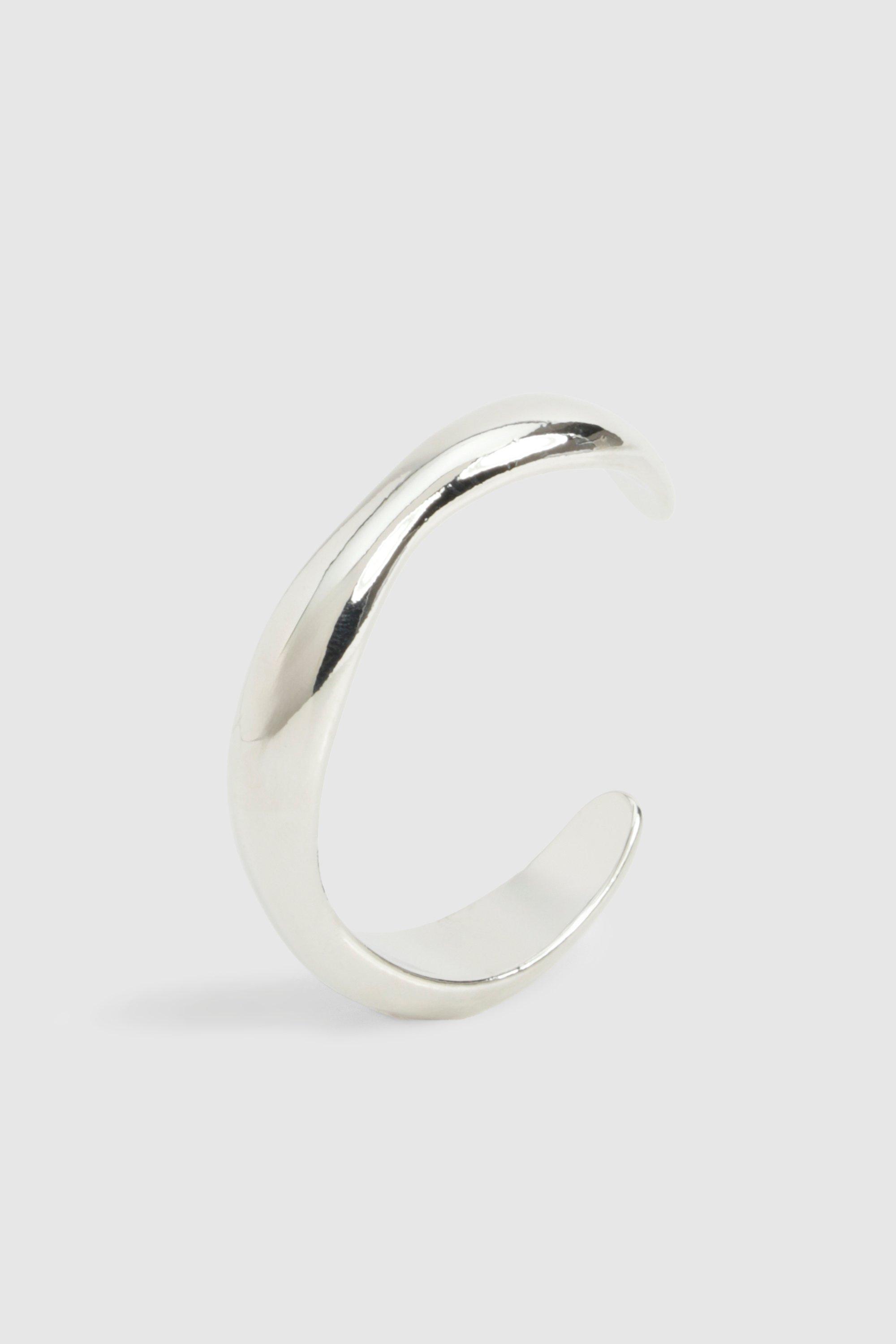 Image of Silver Asymmetric Wavy Cuff Bracelet, Grigio