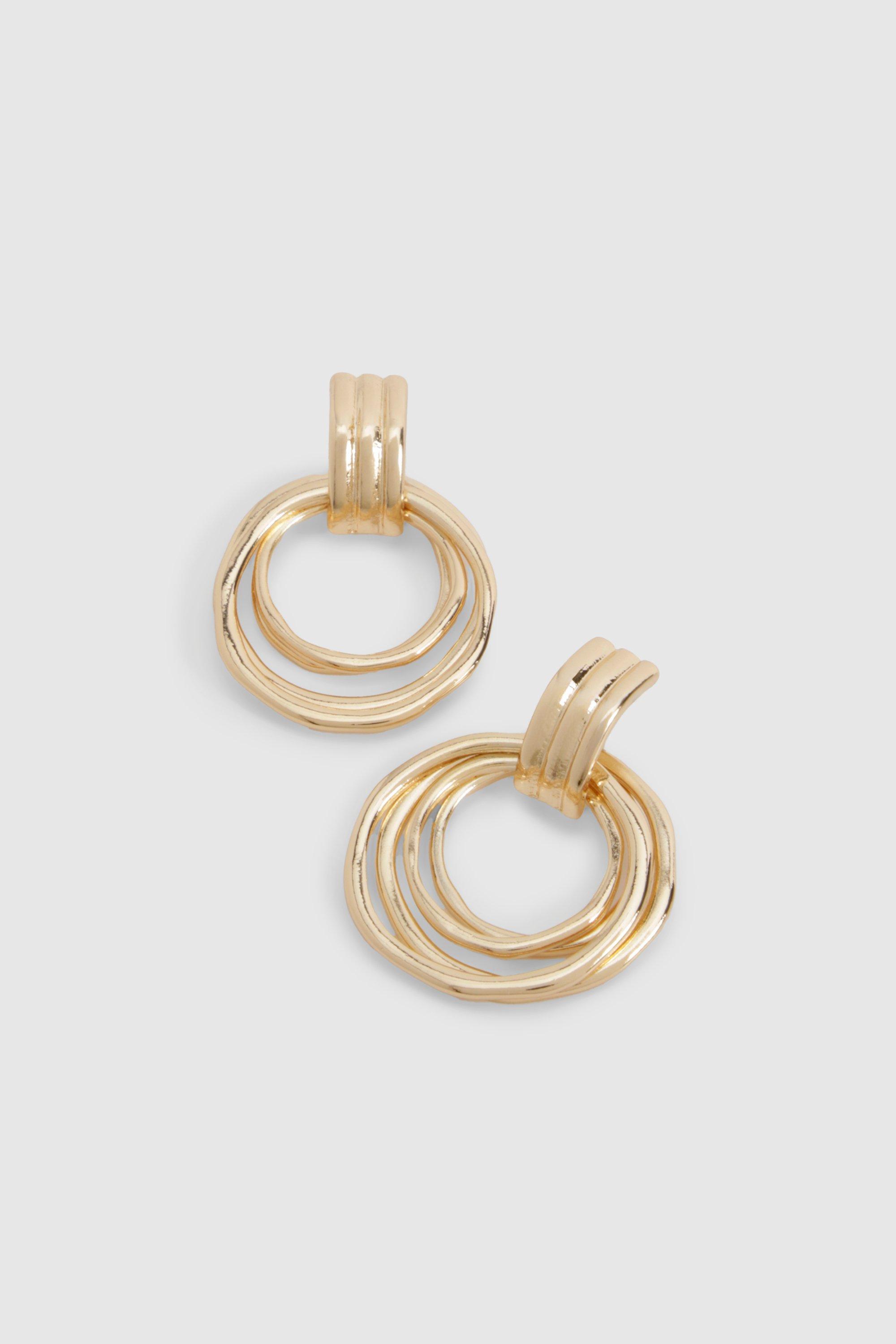 Image of Double Ring Drop Earrings, Metallics