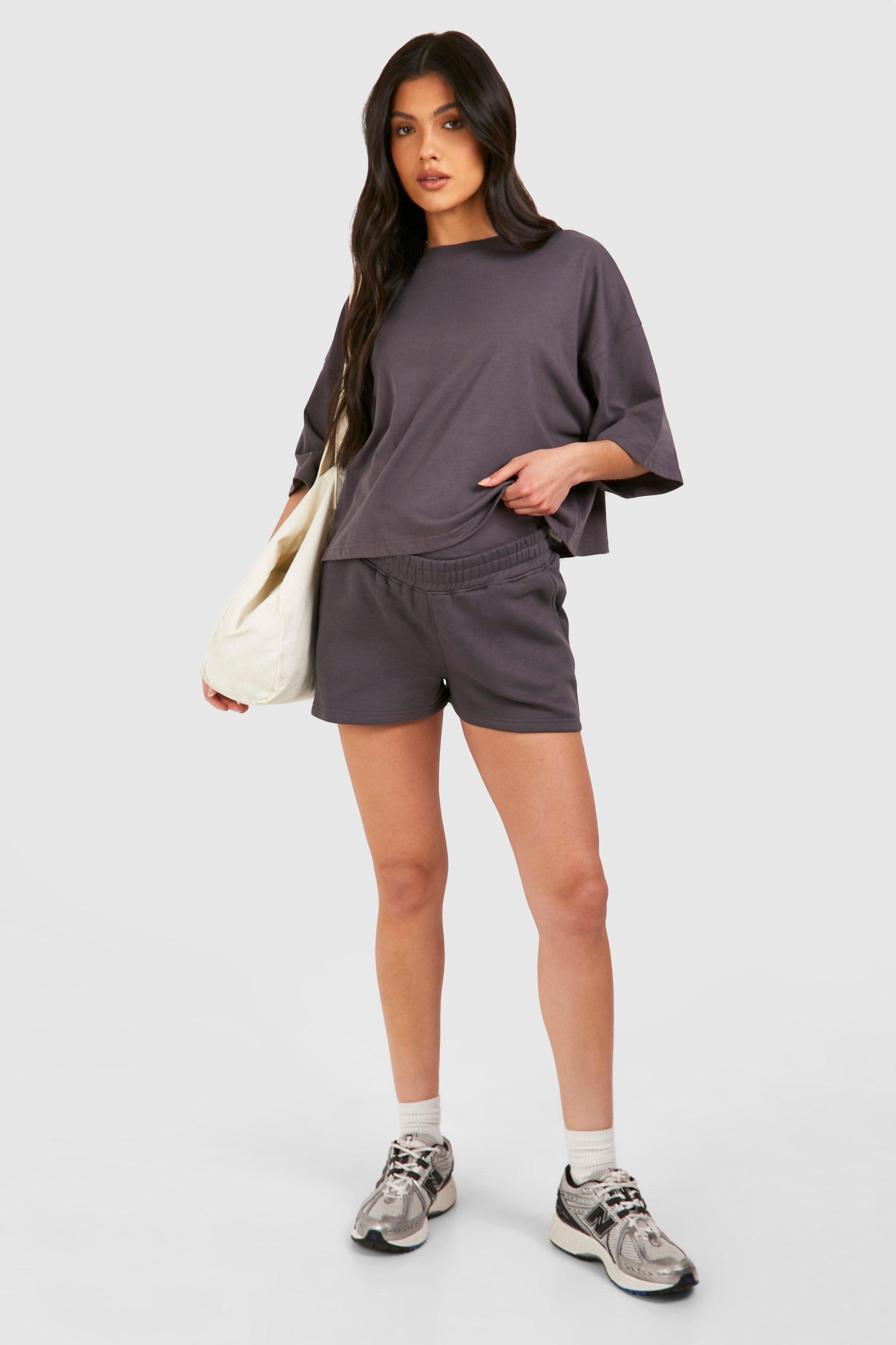 Image of Maternity Boxy T-shirt And Short Tracksuit, Grigio