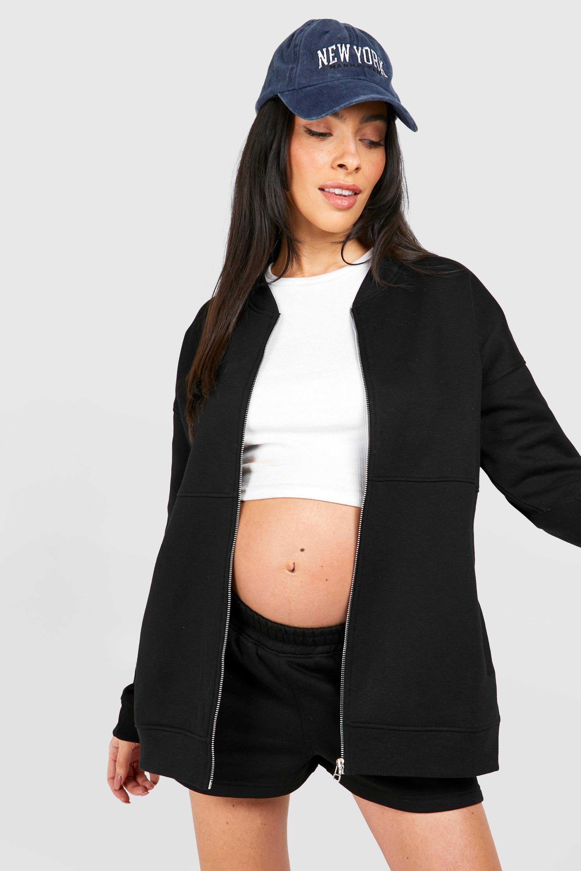 Womens Maternity Bomber Jacket And Short Tracksuit - Black - 12, Black