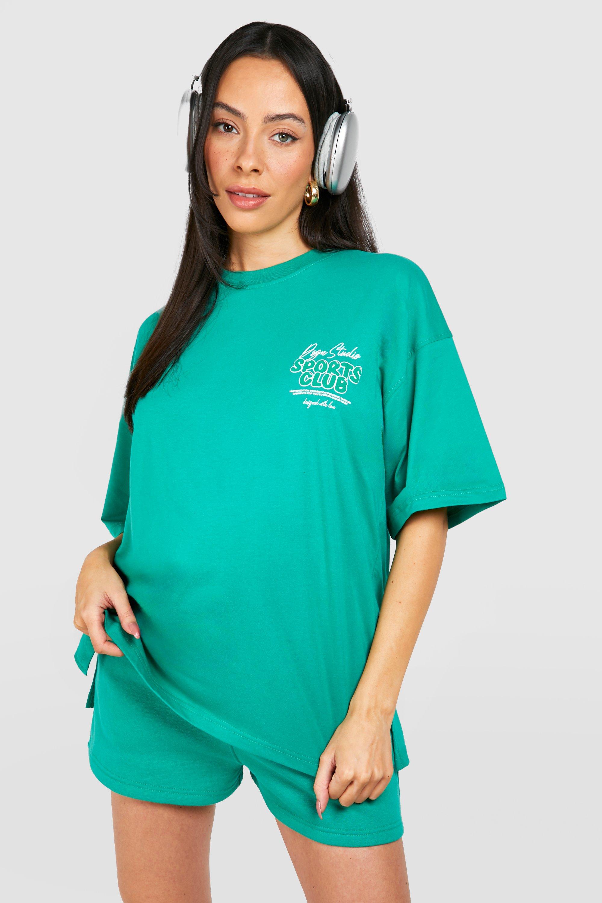 Image of Maternity Sports Club T-shirt And Short Tracksuit, Verde