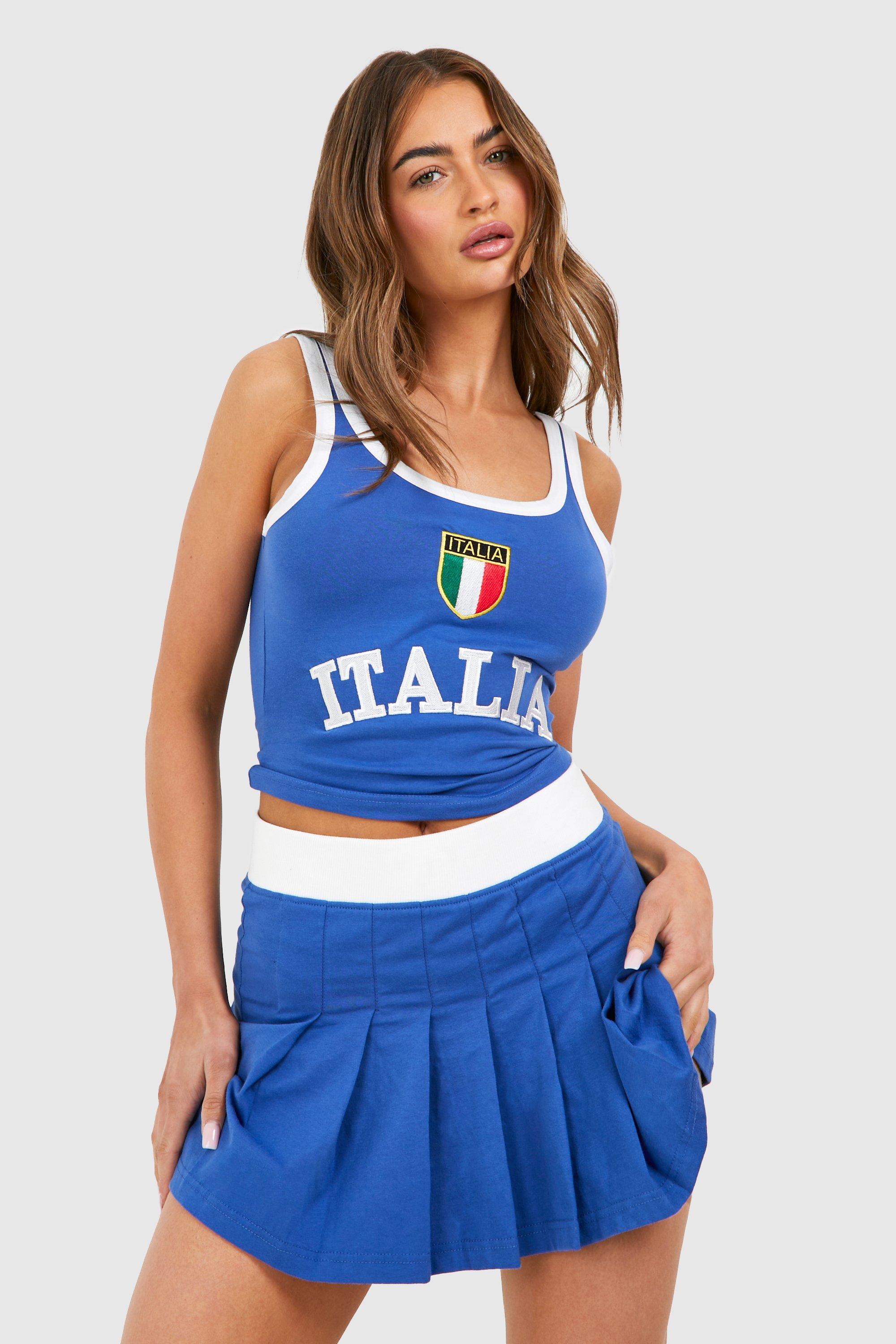 Image of Italia Set Mini Pleated Tennis Skirt, Azzurro