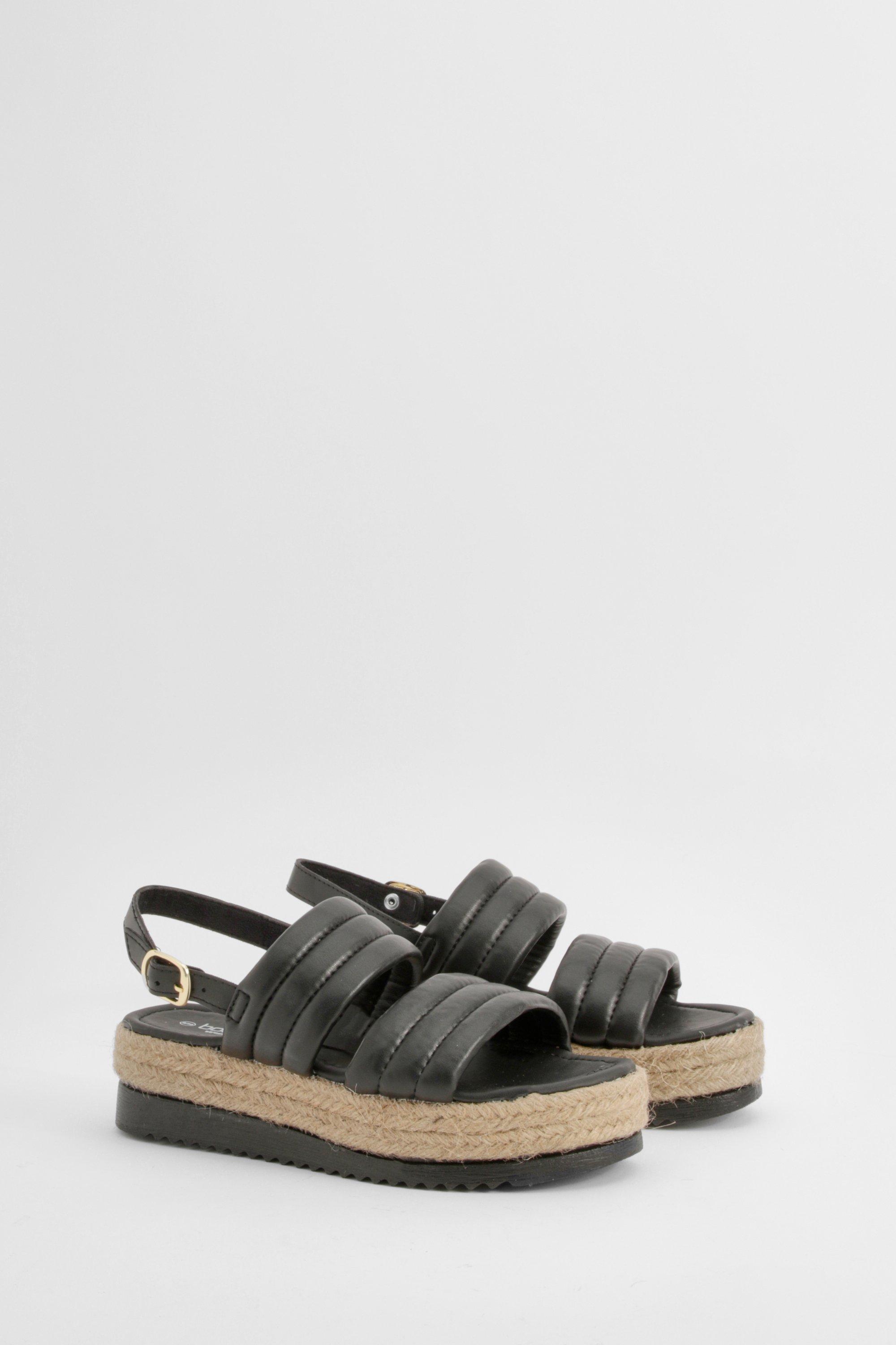 Image of Wide Fit Padded Double Strap Flatforms, Nero