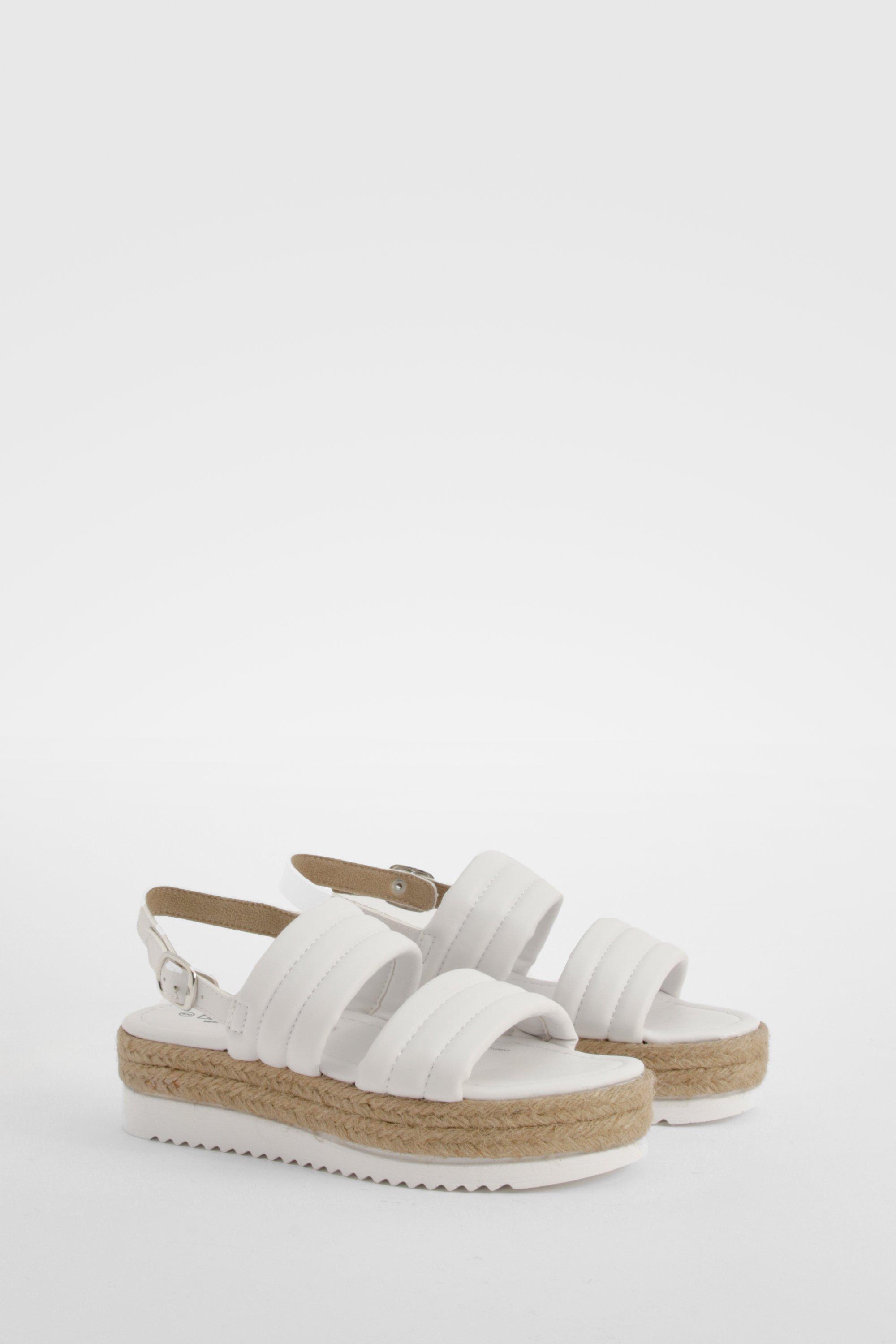 Image of Wide Fit Padded Double Strap Flatforms, Bianco