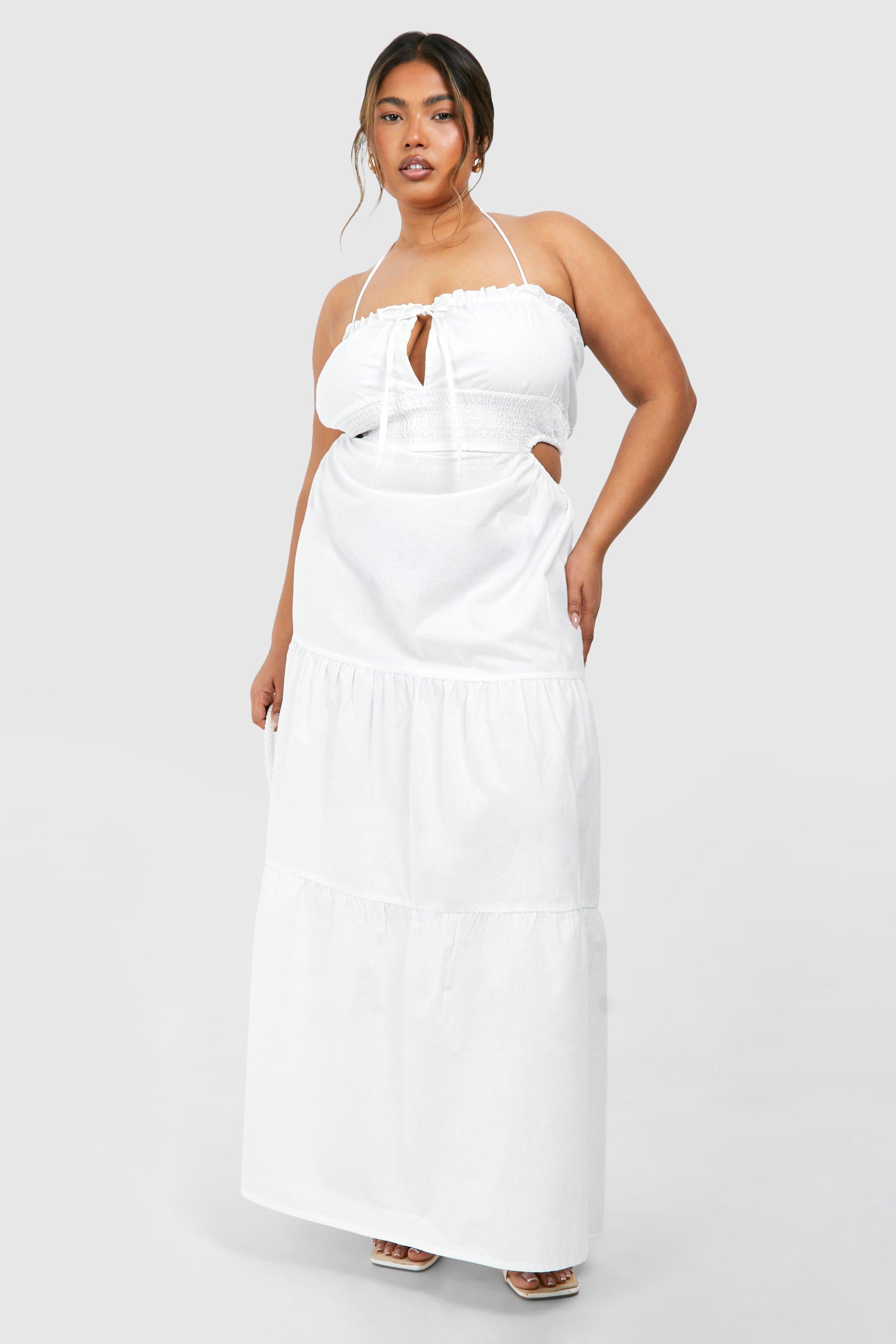 Image of Plus Tiered Maxi Dress, Bianco