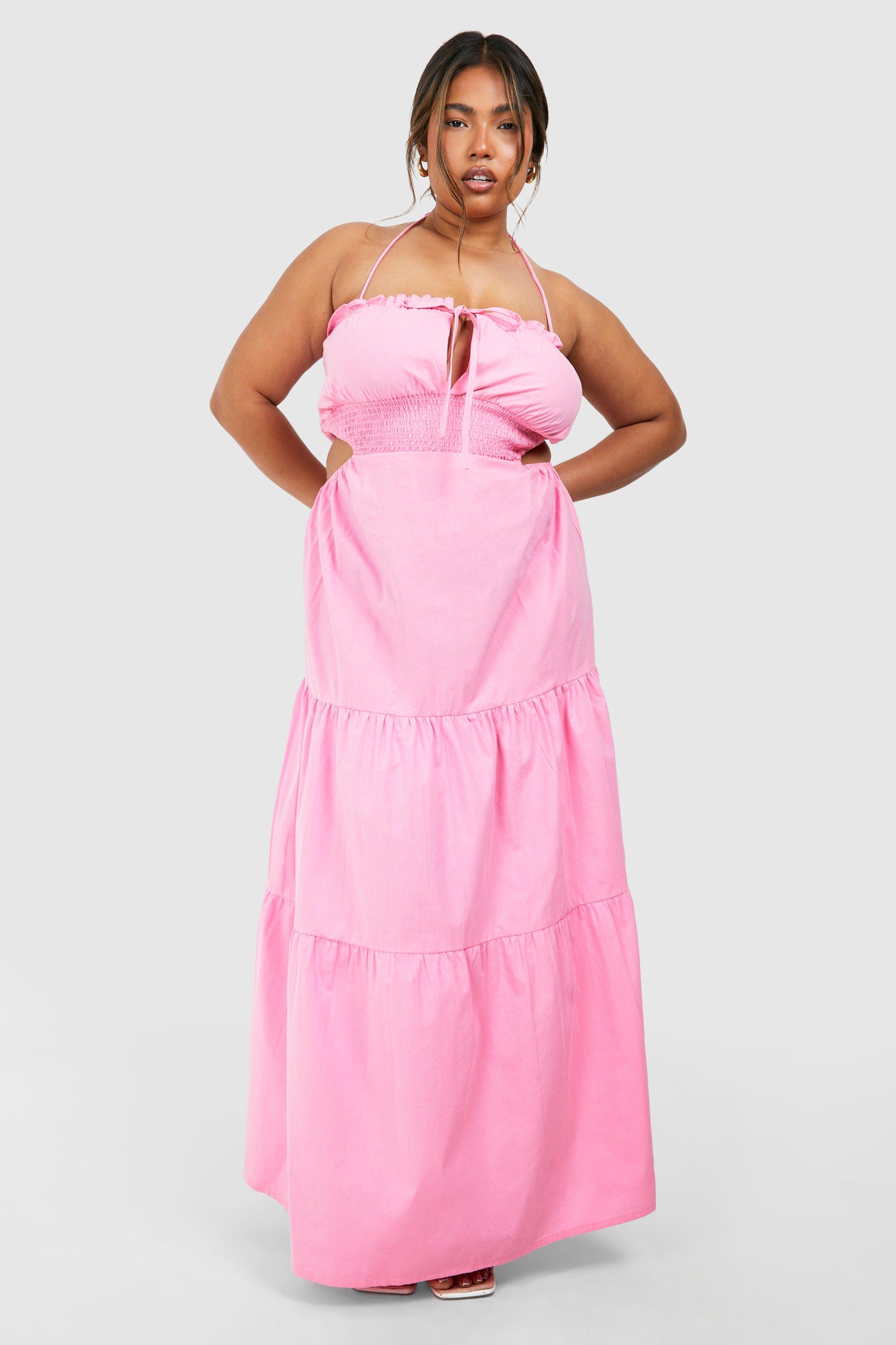Image of Plus Tiered Maxi Dress, Pink
