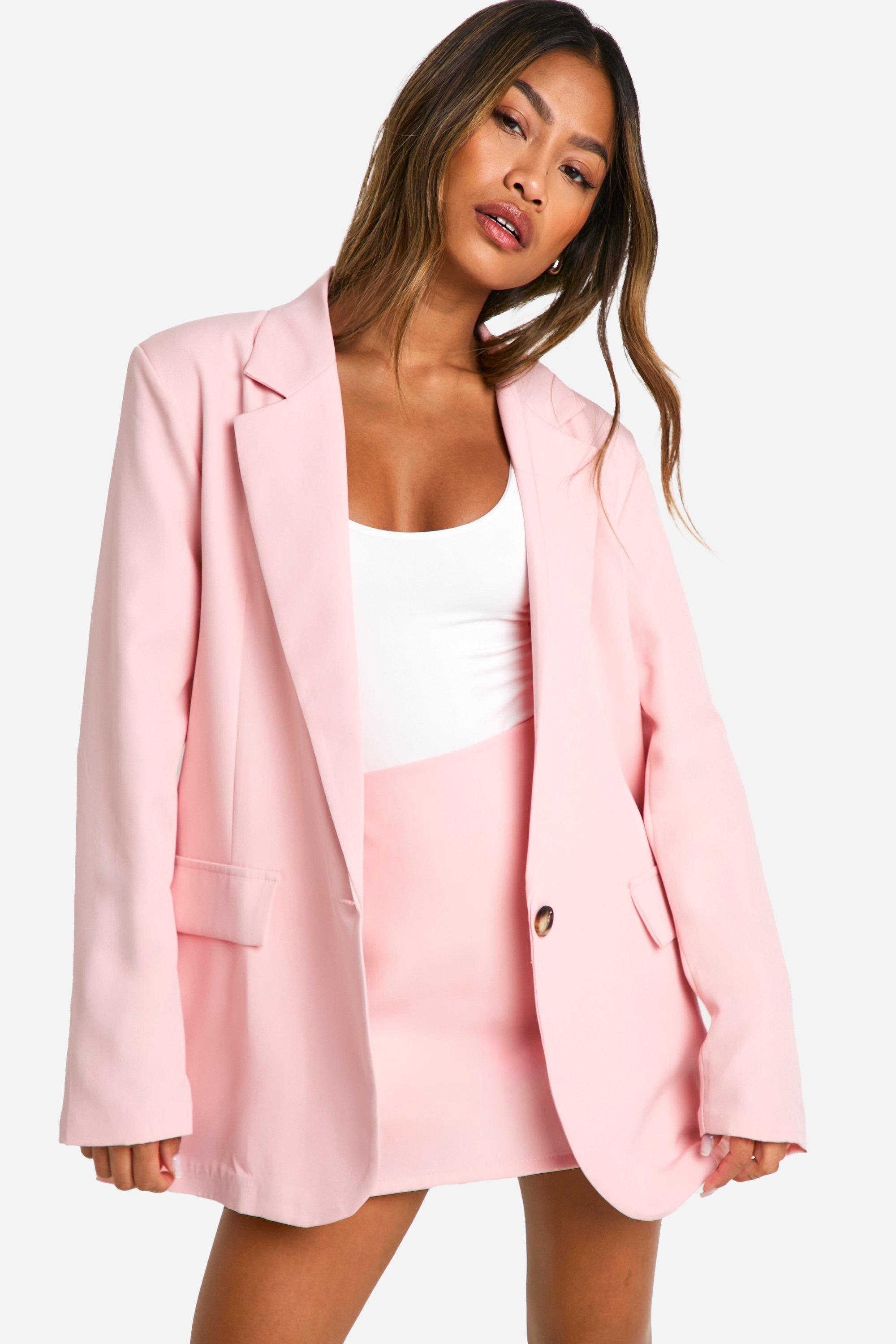 Boohoo Oversized Relaxed Fit Blazer, Baby Pink