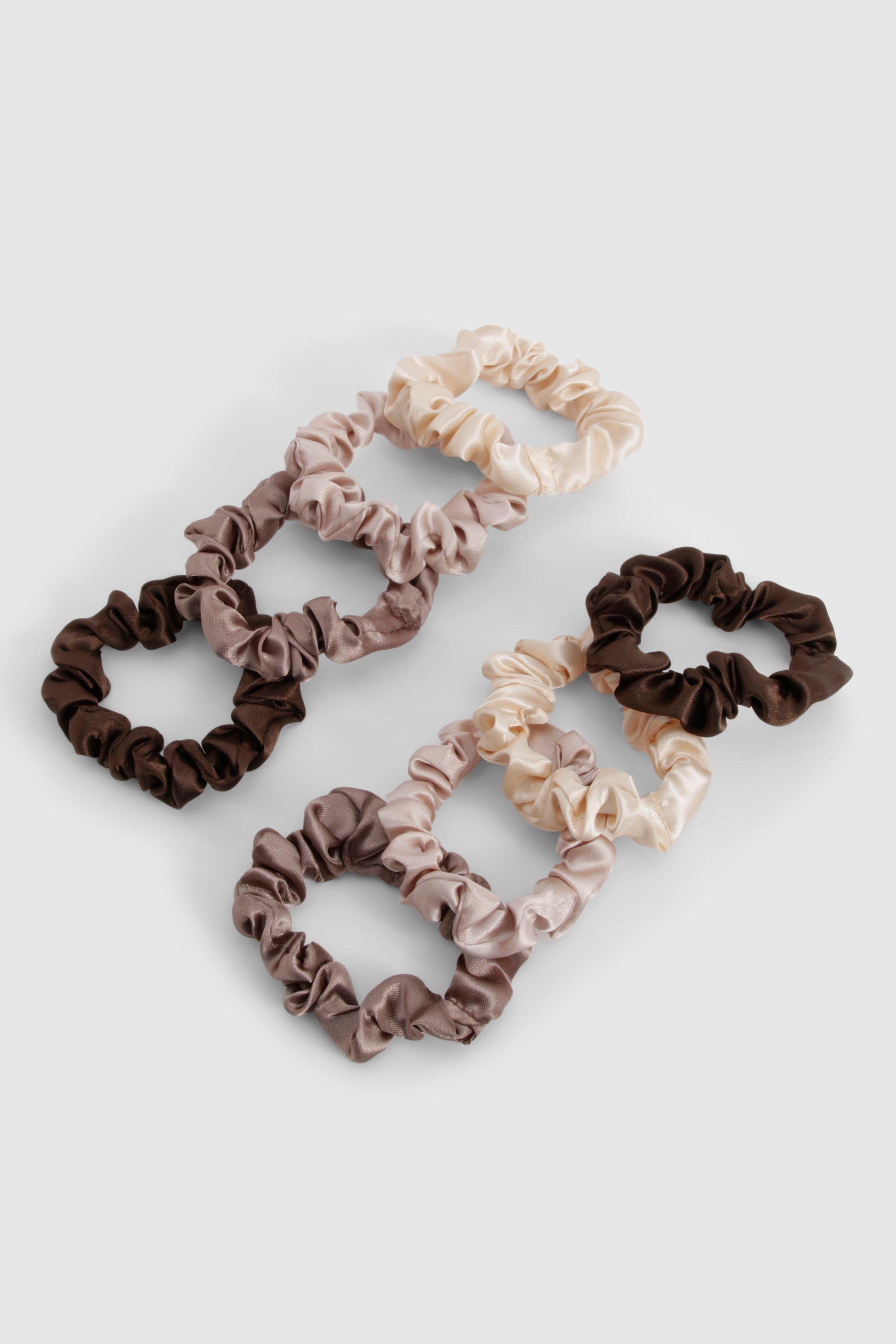 Click to view product details and reviews for Womens Tonal Satin Multipack Scrunchies Brown One Size Brown.