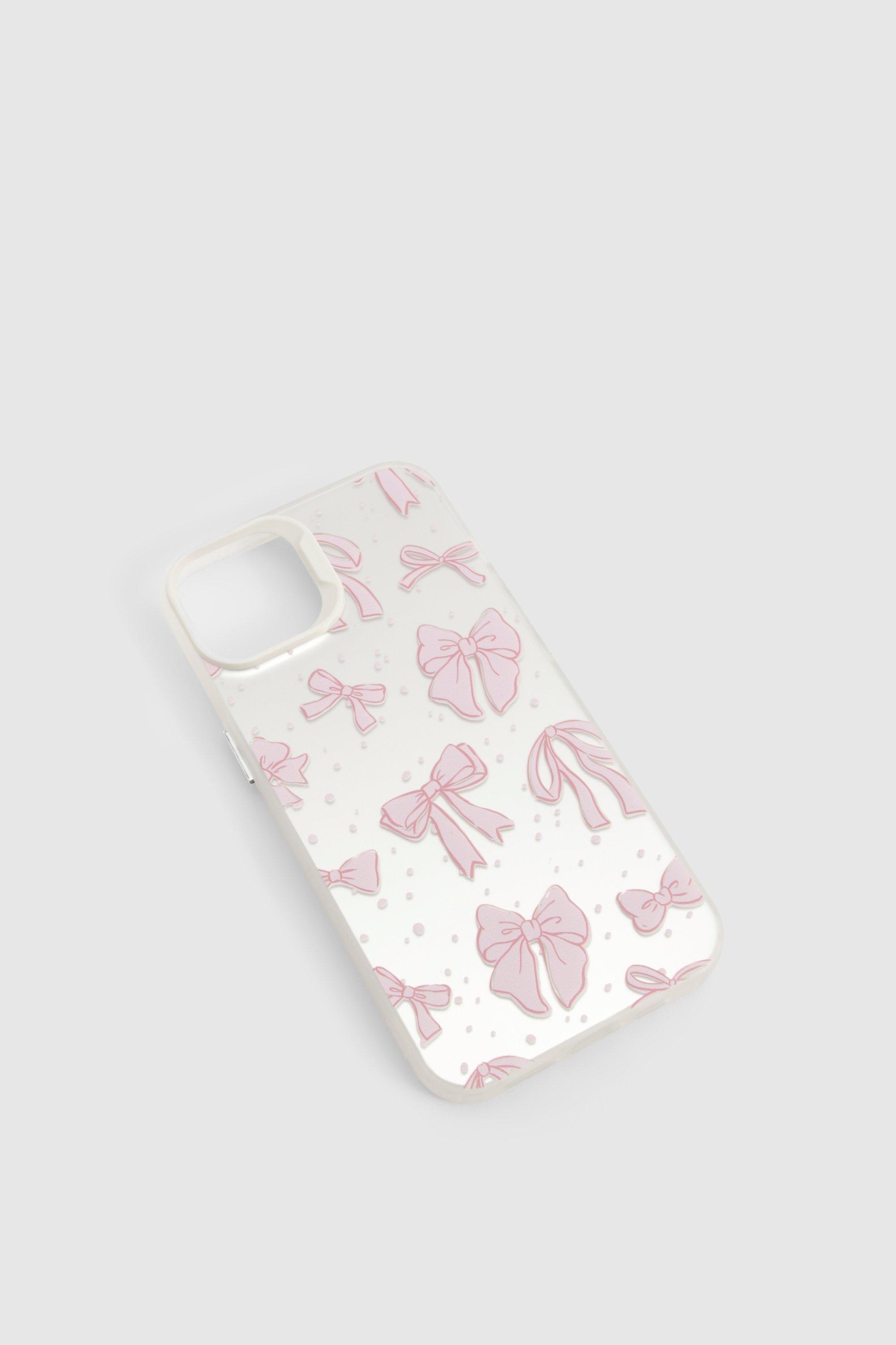 Womens Bow Patterned Phone Case - Pink - Iphone 14, Pink