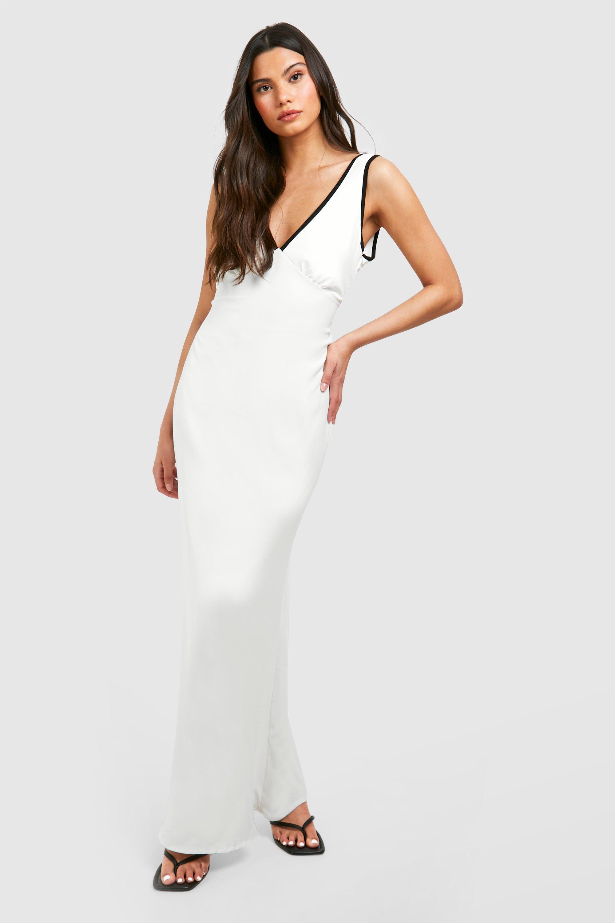Image of Contrast Binding V Front Maxi, Bianco