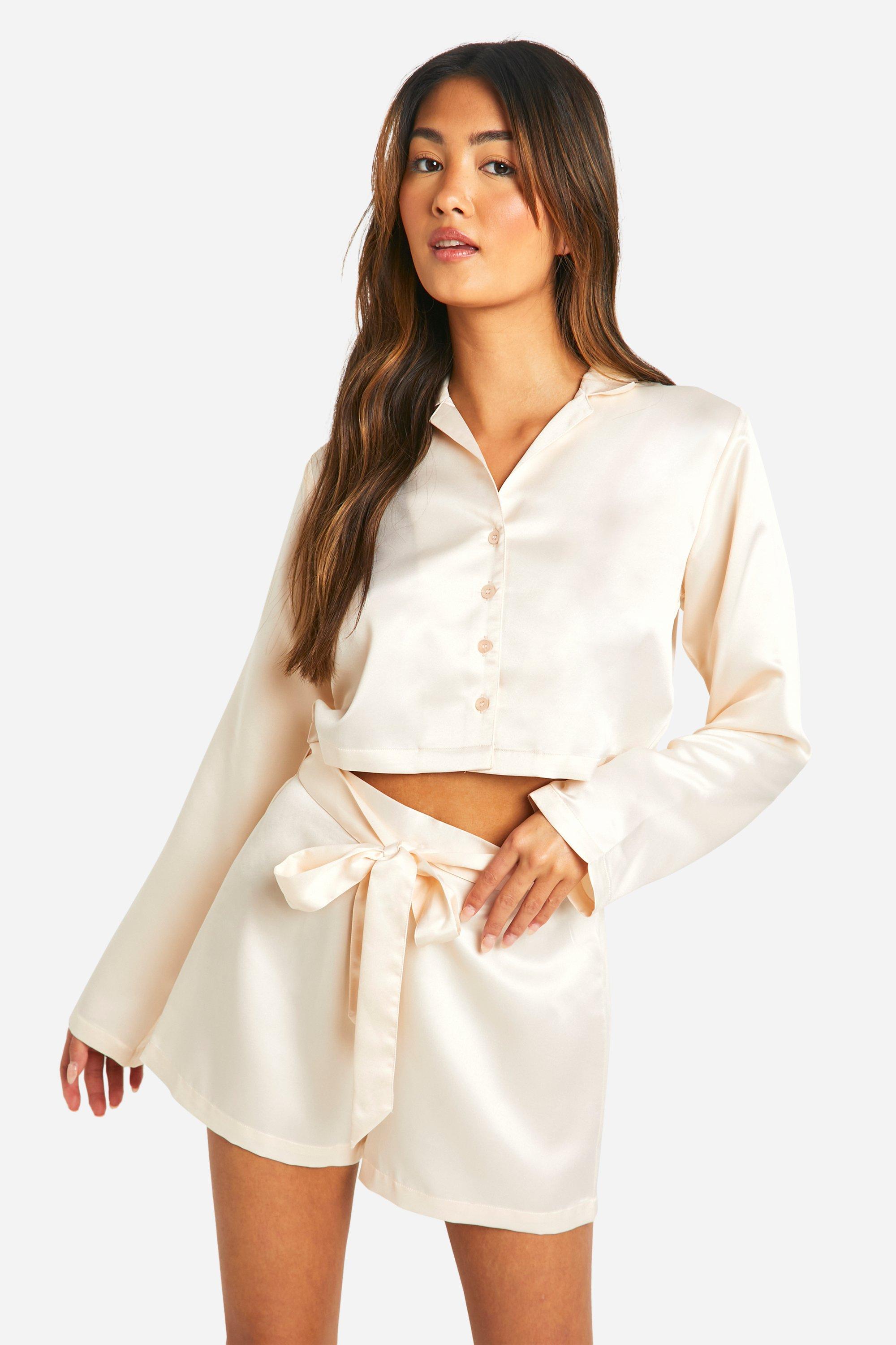 Image of Bridal Shirt And Short Set, Bianco