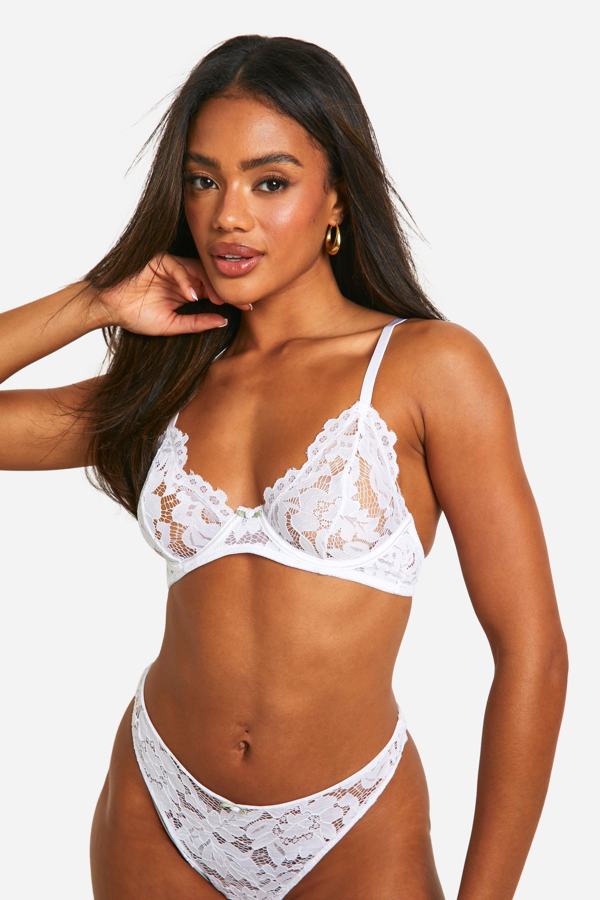 Womens White Lace Underwire Bra - 34B, White