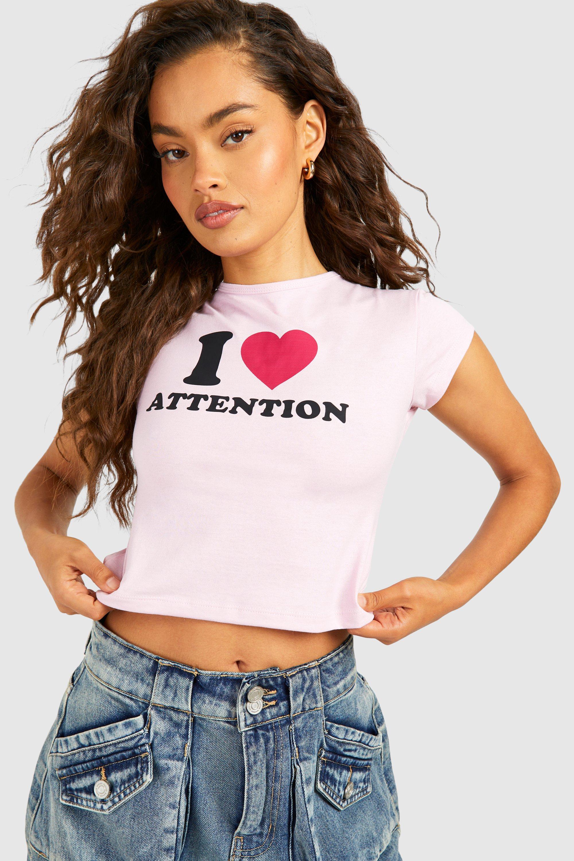 Image of I Heart Attention Printed Cap Sleeve Baby Tee, Pink