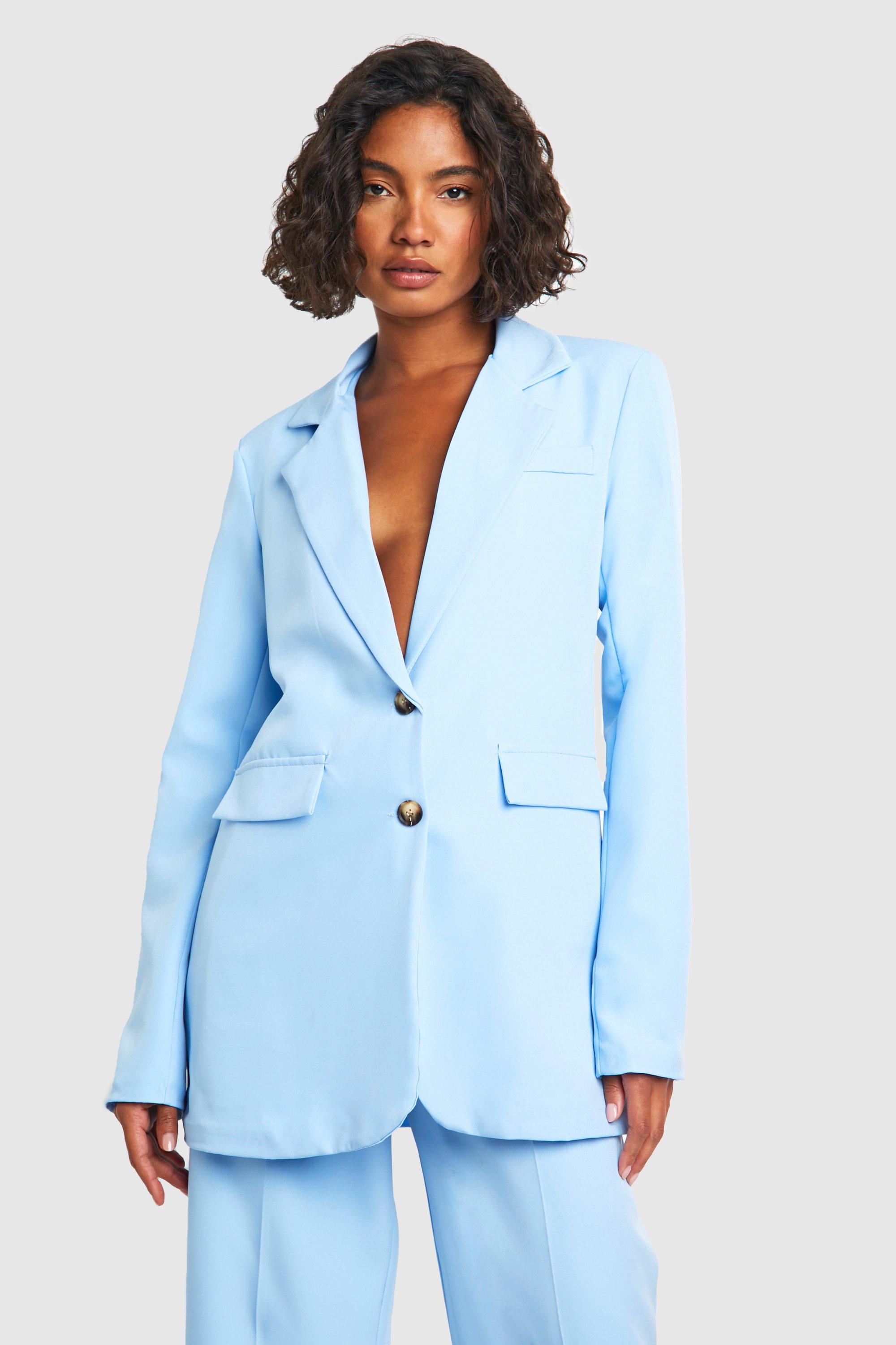 Boohoo Tall Oversized Geweven Getailleerde Blazer, Baby Blue