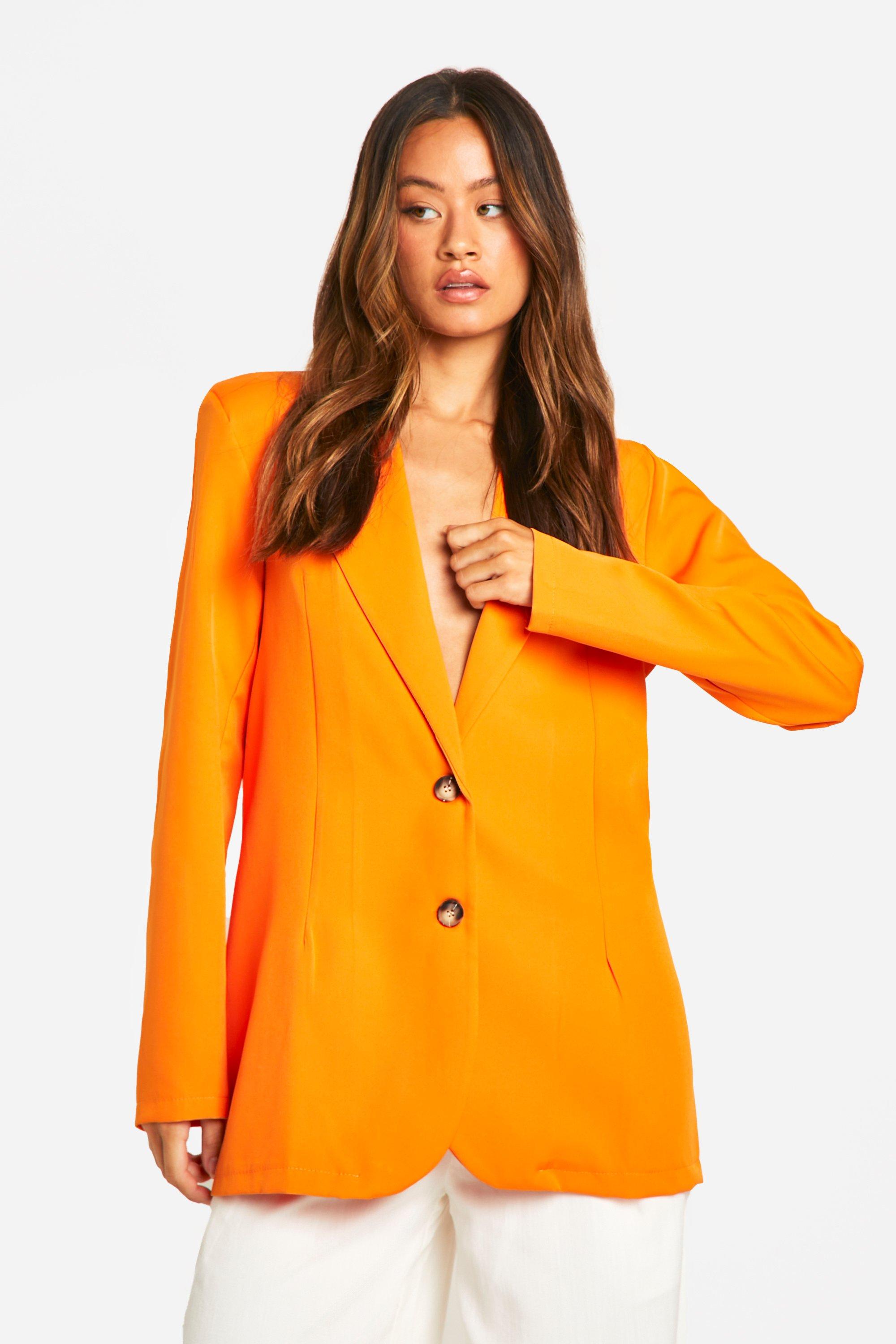 Boohoo Tall Woven Tailored Blazer, Orange