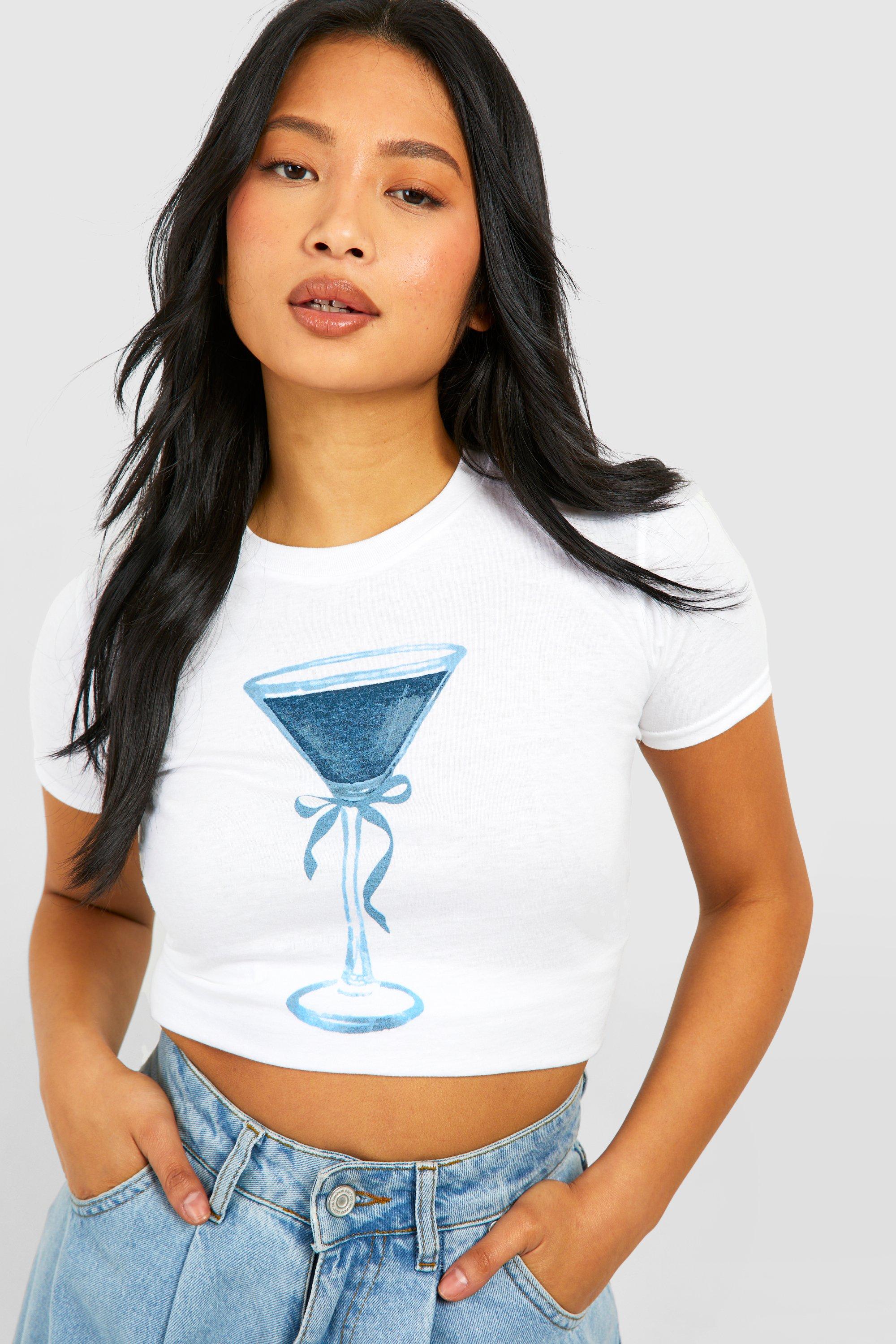 Image of Petite Cocktail Bow Baby Tee, Bianco
