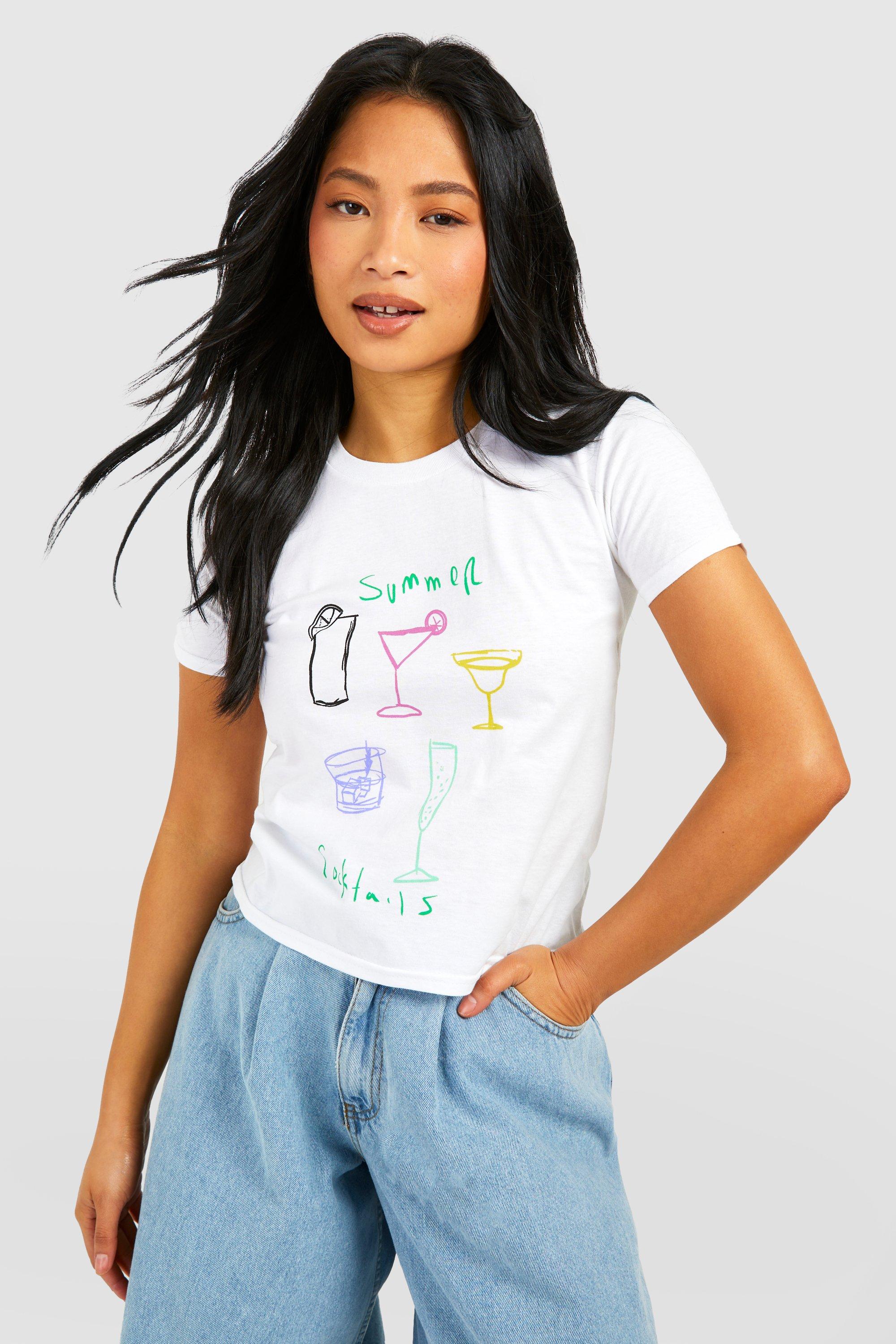 Image of Petite Summer Cocktails Baby Tee, Bianco
