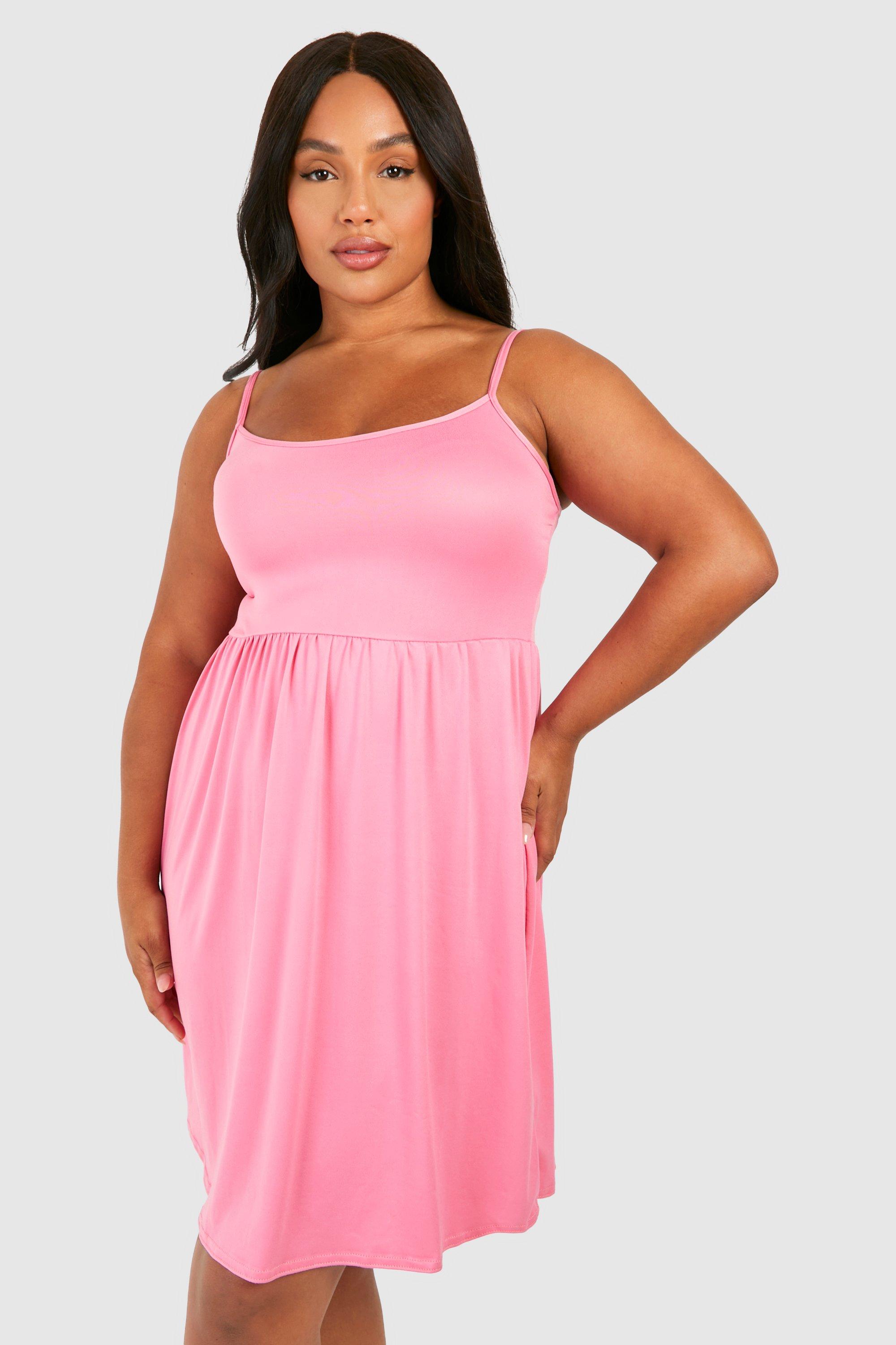 Image of Plus Basic Strappy Sundress, Pink