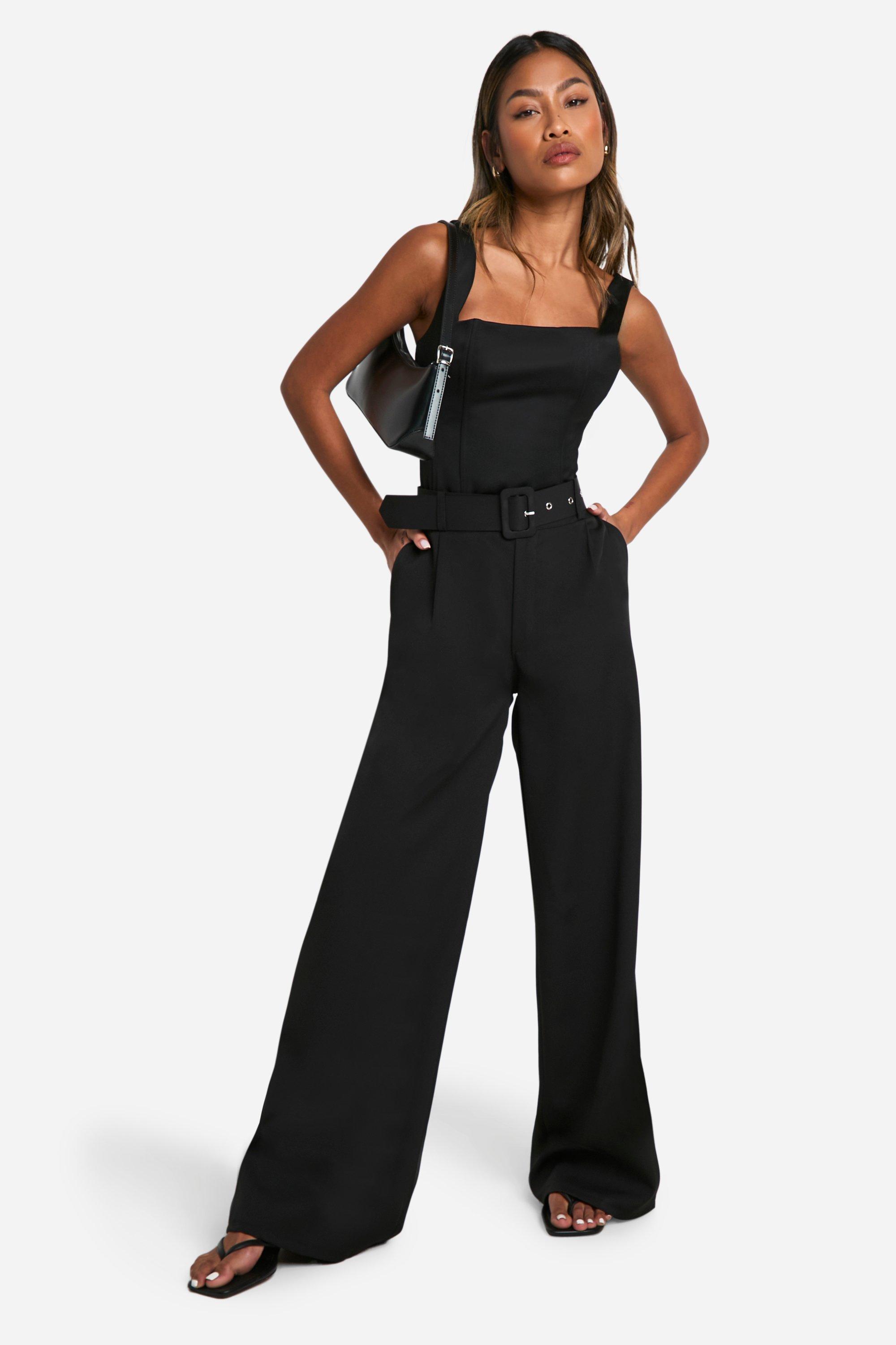 Image of Pantaloni a gamba ampia con cintura in tessuto, Nero