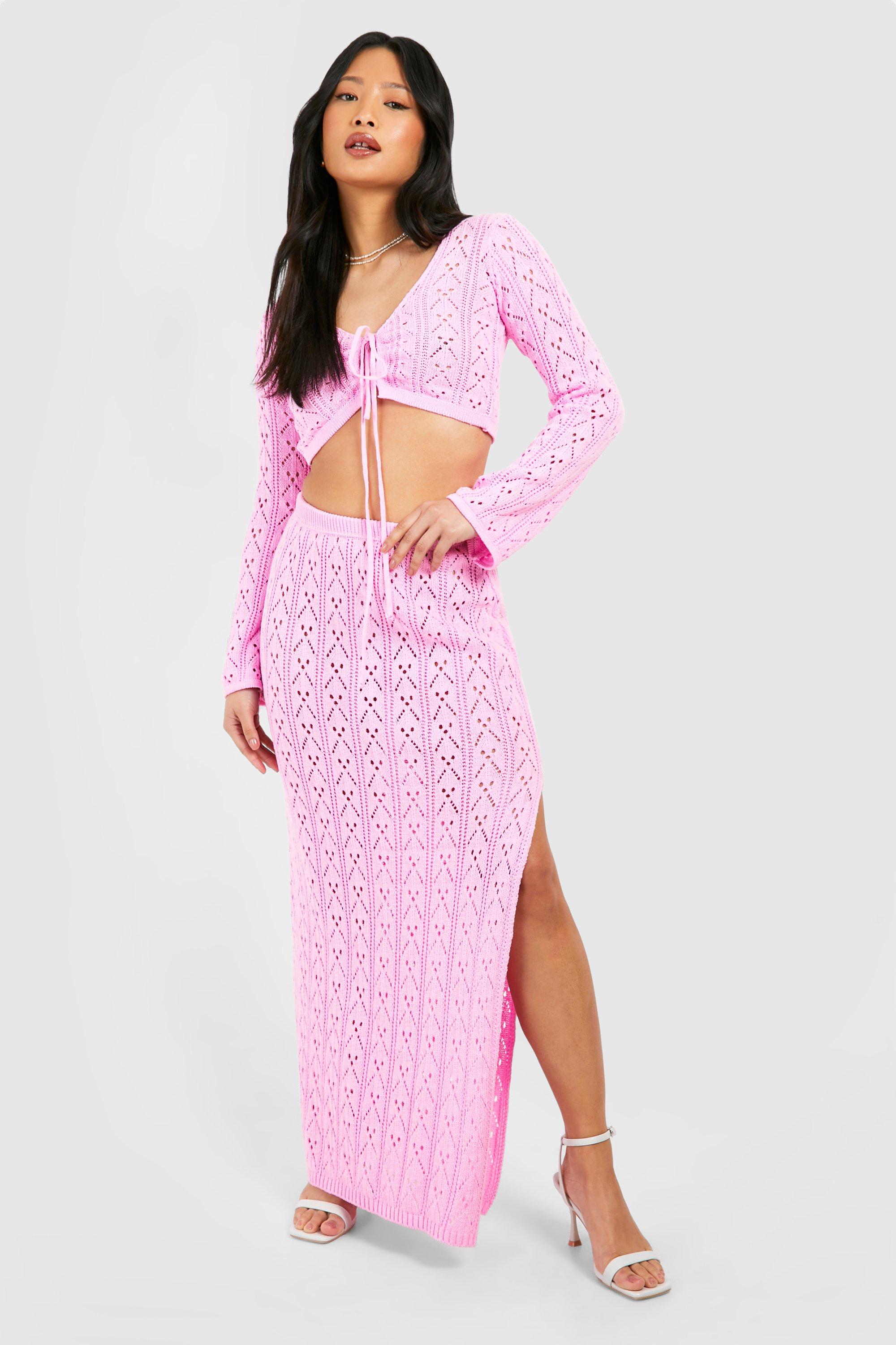 Image of Petite Crochet Maxi Skirt, Pink