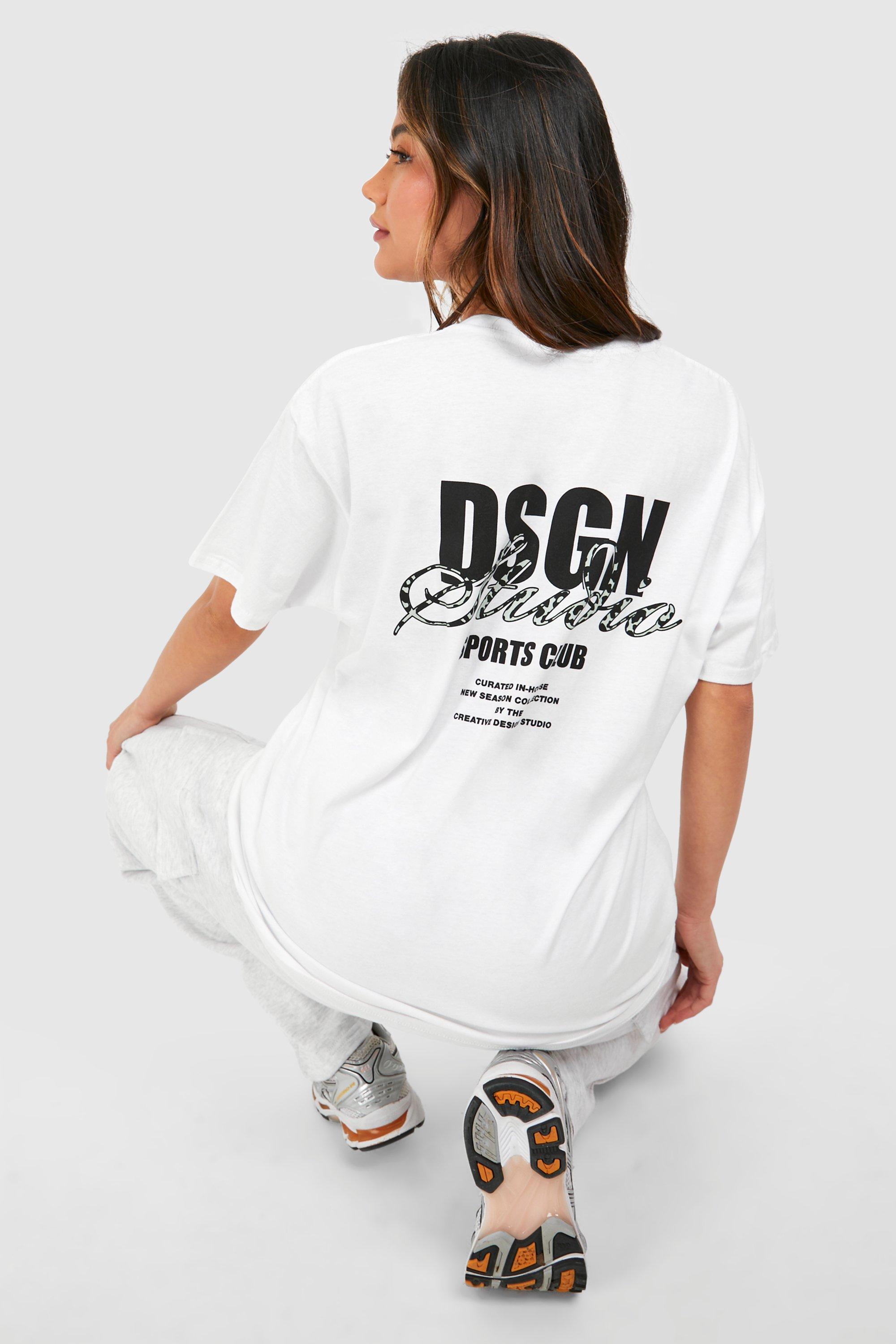 Image of Dsgn Studio Flock Leopard Print Oversized T-shirt, Bianco