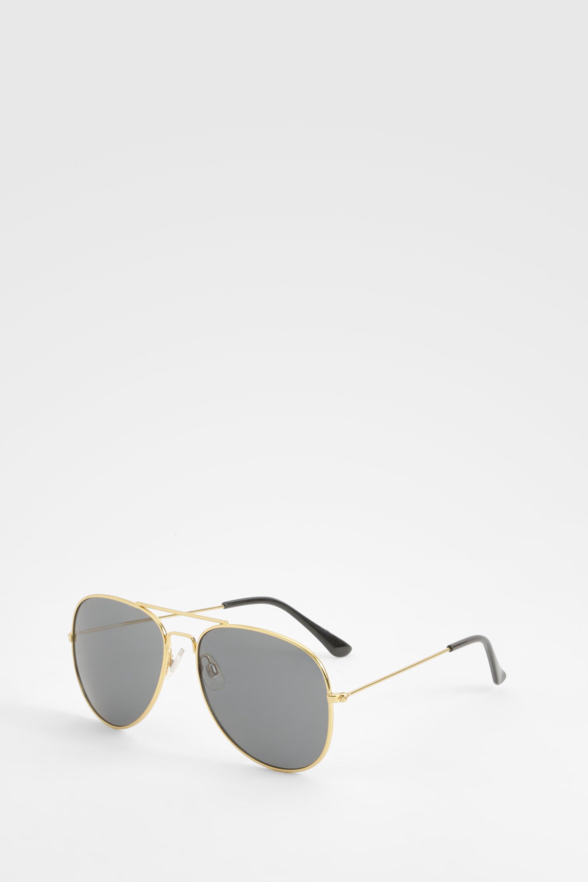 Image of Gold Frame Aviator Sunglasses, Metallics
