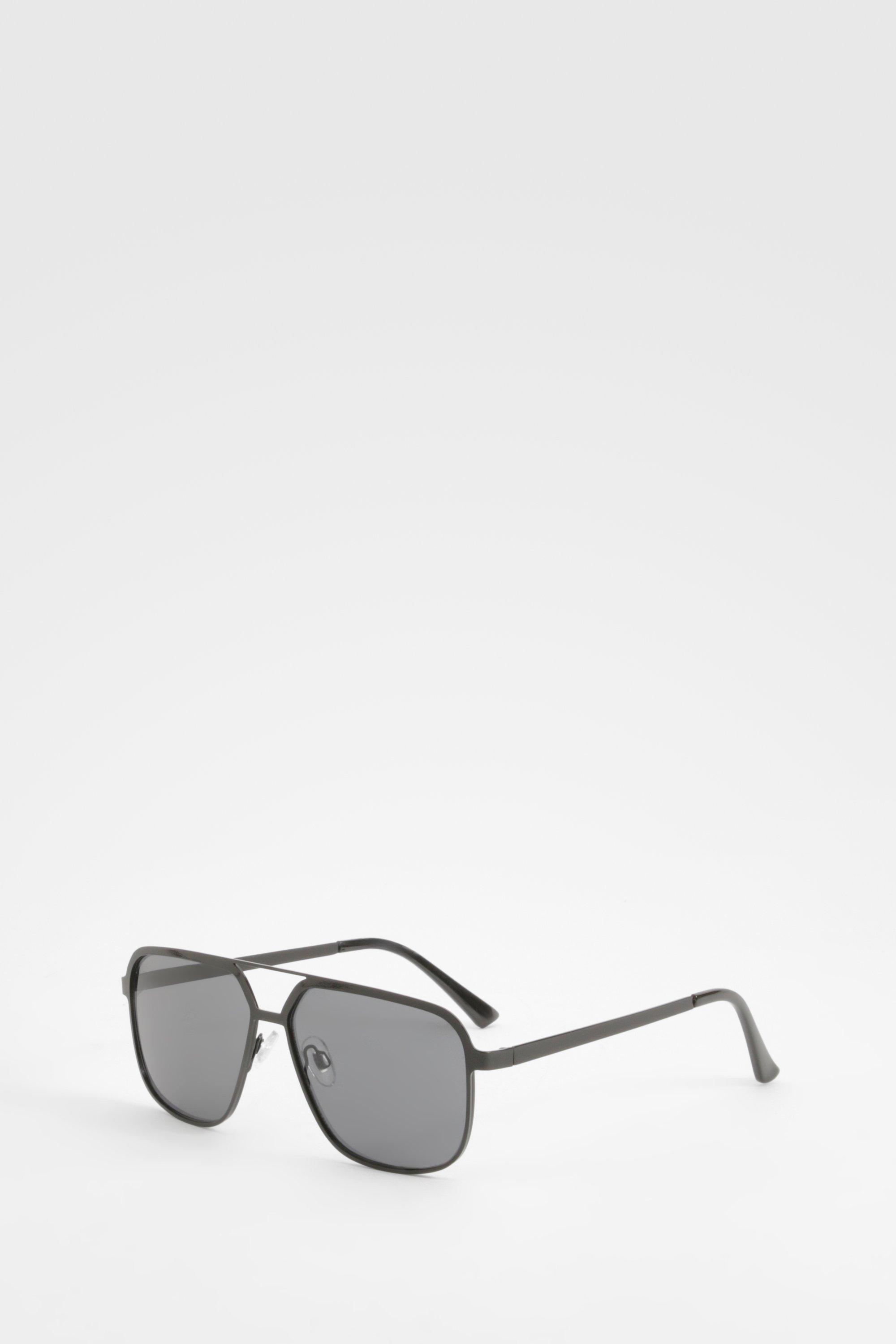Image of Black Tinted Oversized Aviator Sunglasses, Nero