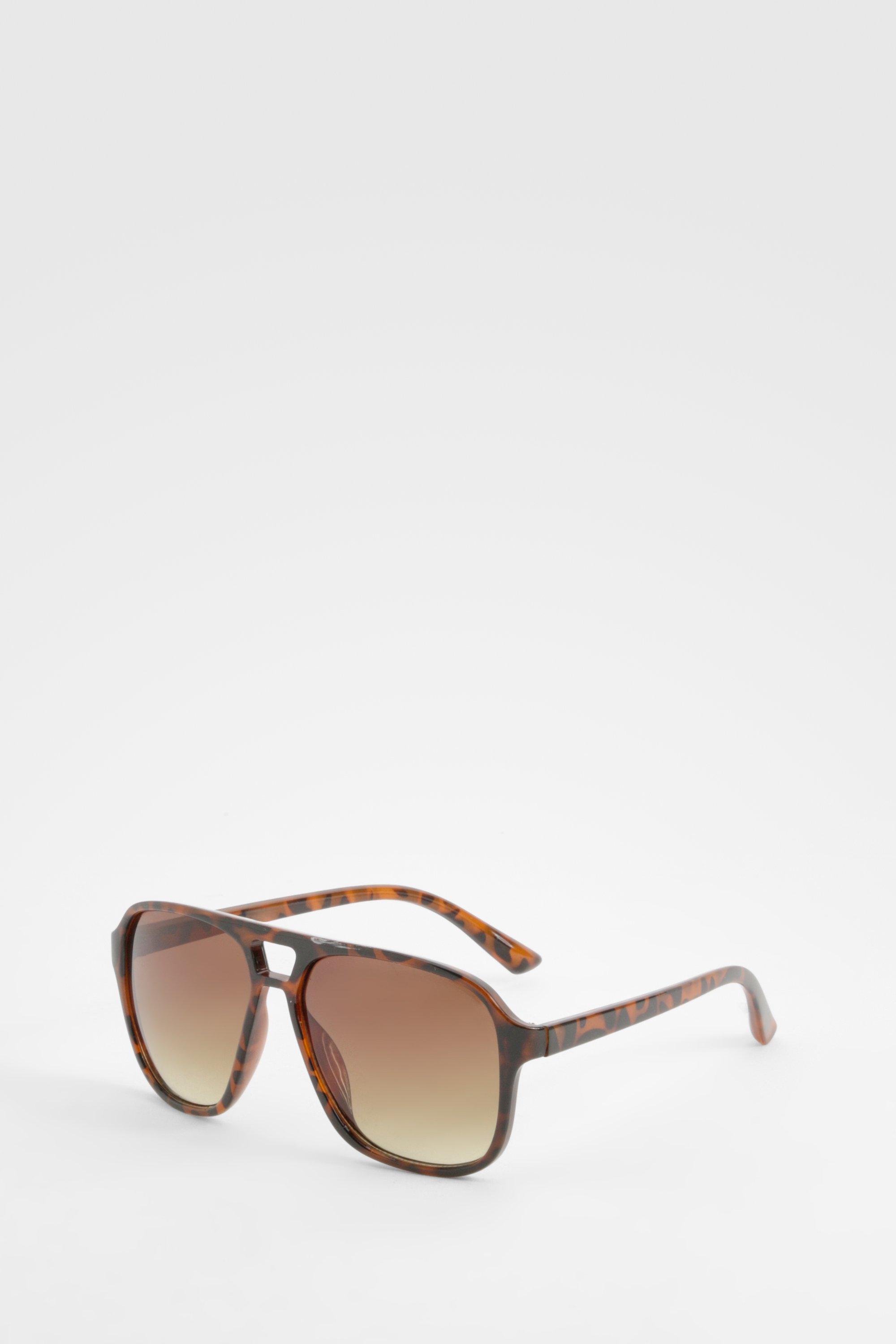 Womens Rectangular Tonal Tinted Sunglasses - Brown - One Size, Brown