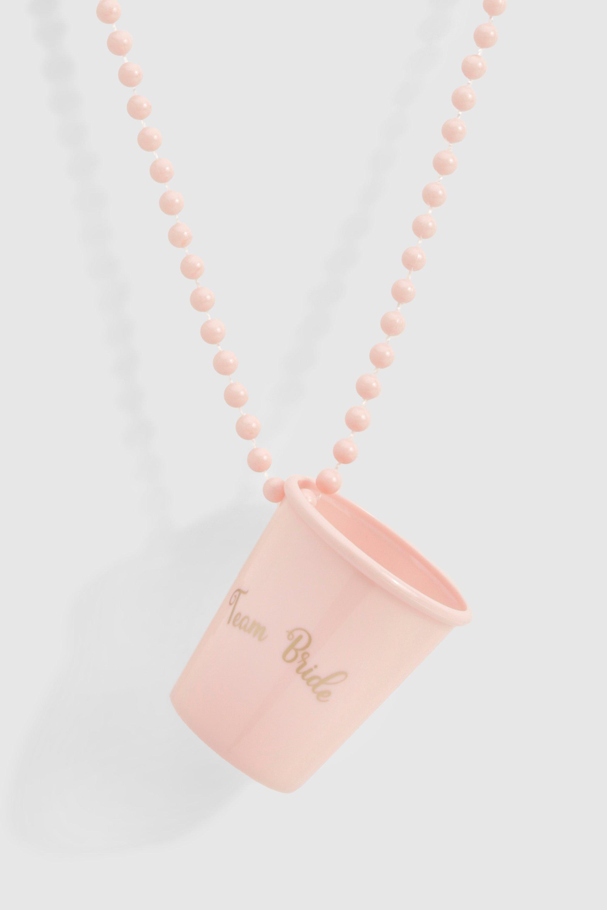 Image of Team Bride Shot Glass Beaded Necklace, Pink