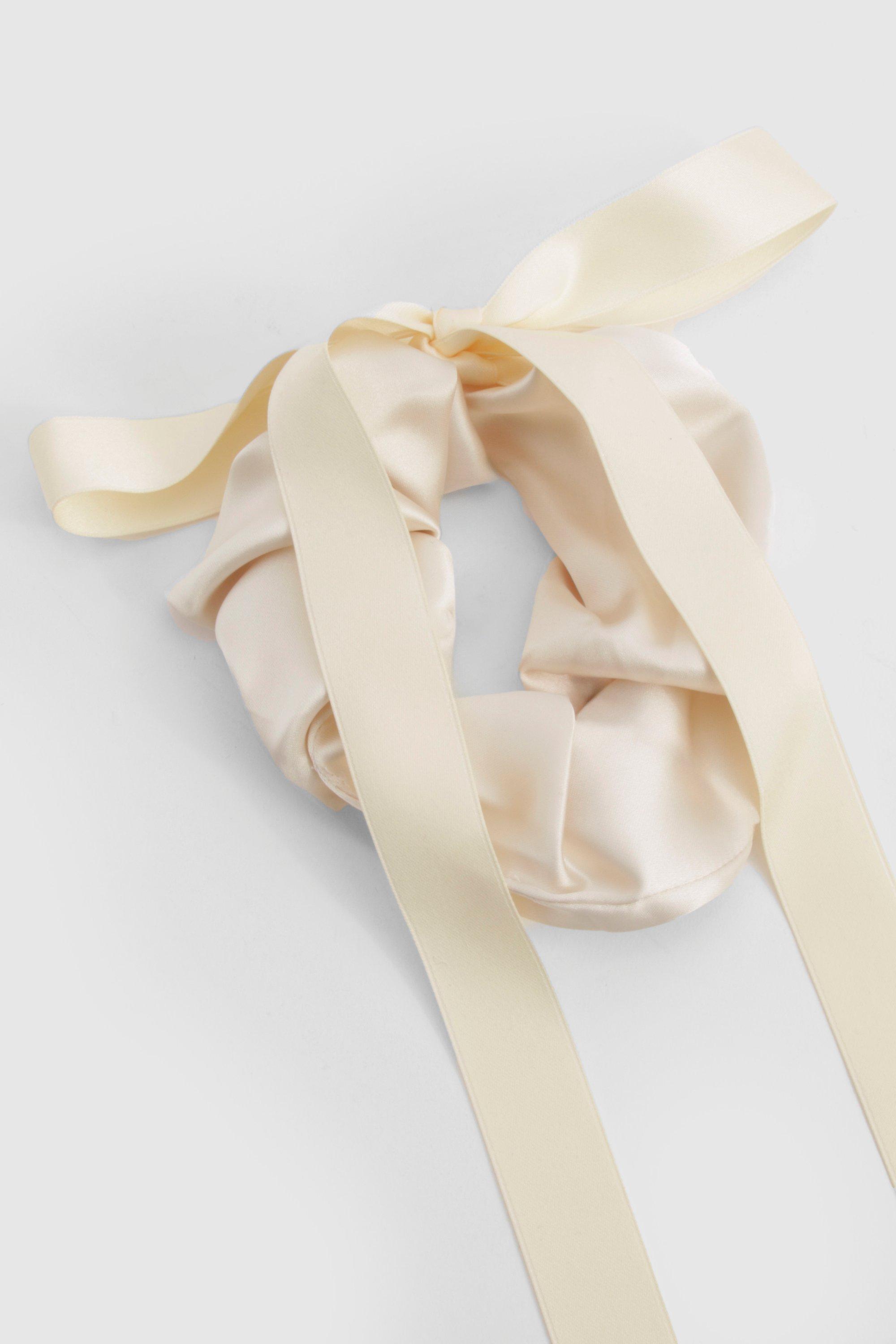 Click to view product details and reviews for Womens Oversized Satin Bow Detail Scrunchie White One Size White.