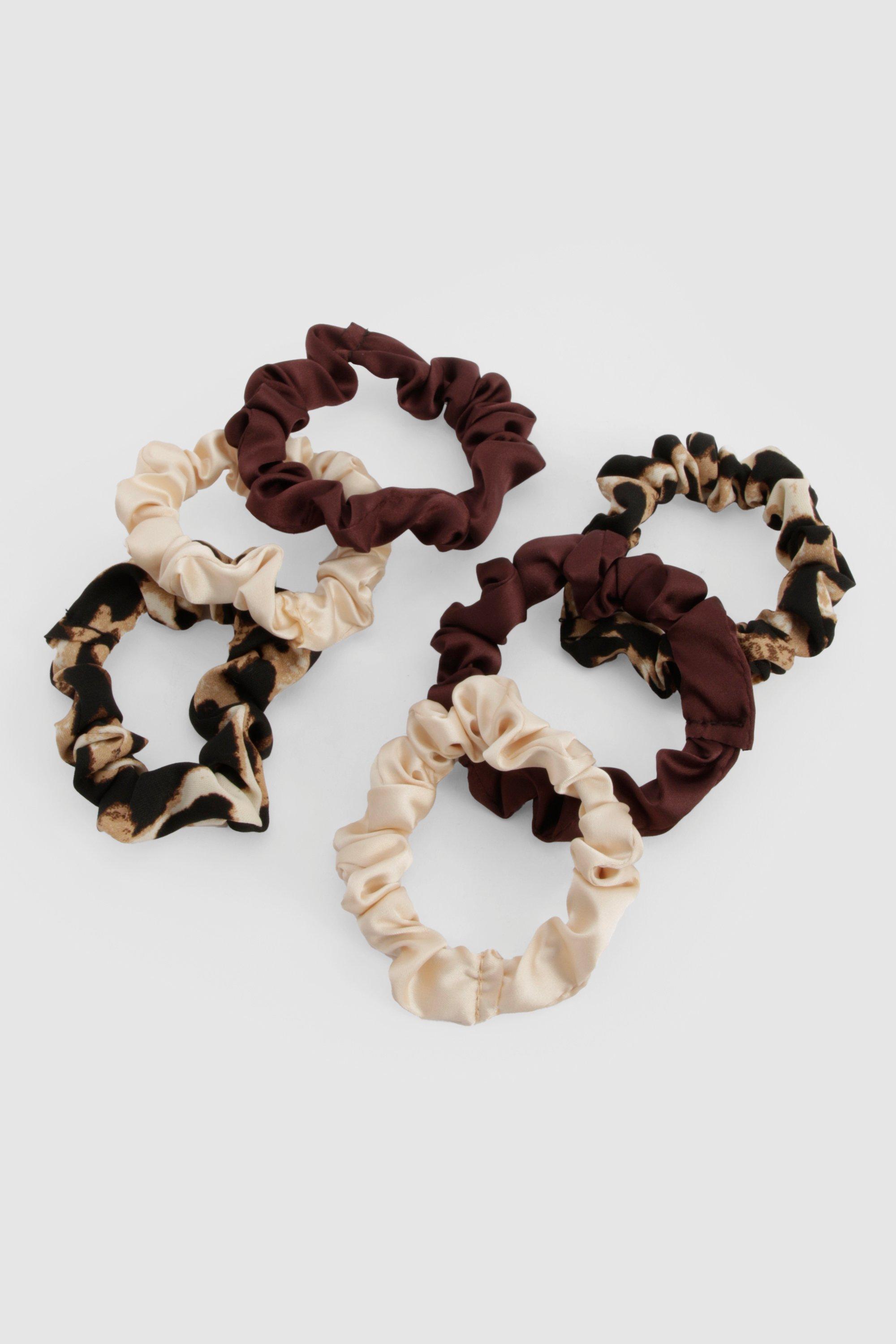 Image of Satin Leopard Multipack Scrunchies, Multi