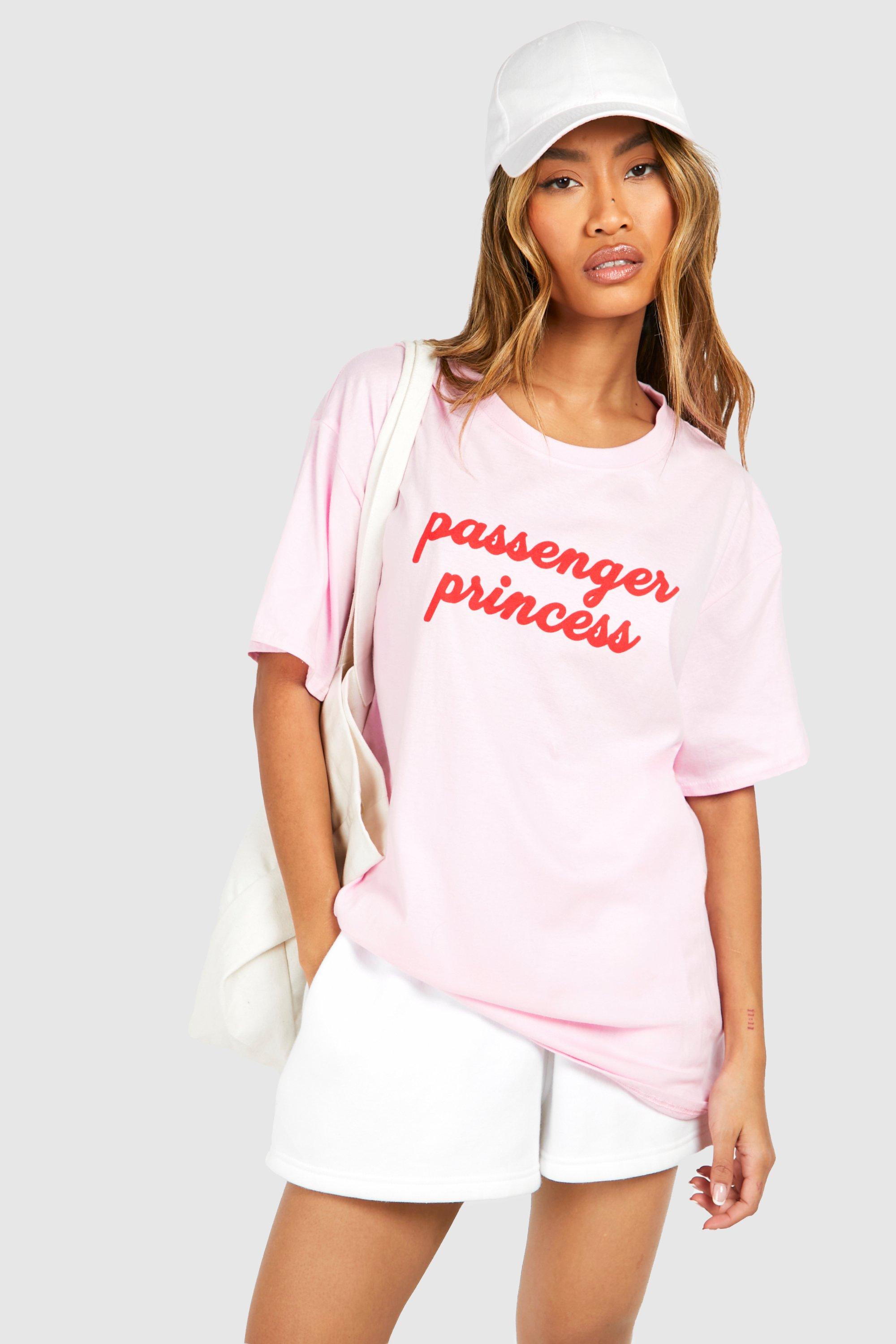 Image of Oversized Passenger Princess Pocket Print Cotton Tee, Pink