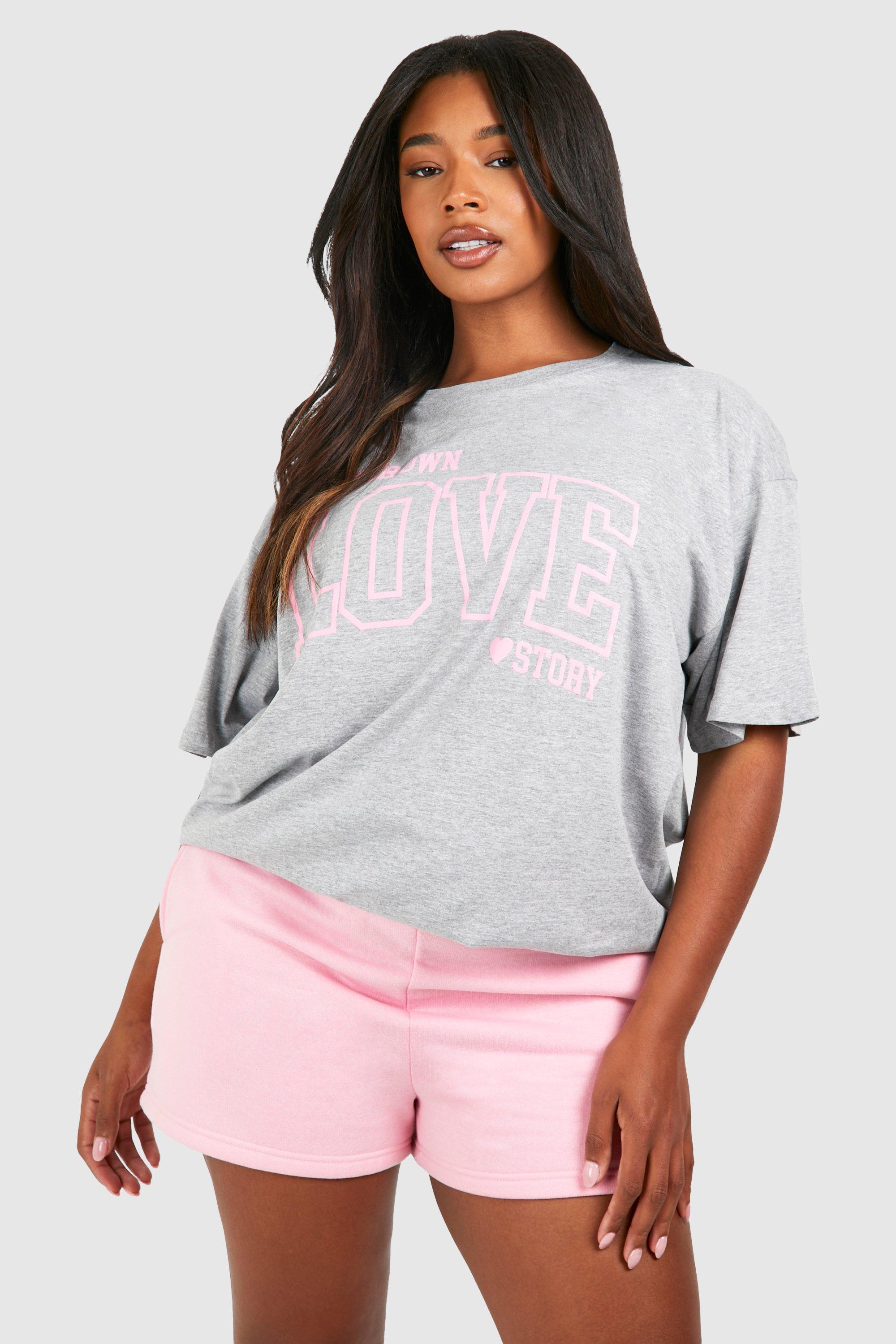 womens plus be you own love story oversized t-shirt - grey - 22, grey