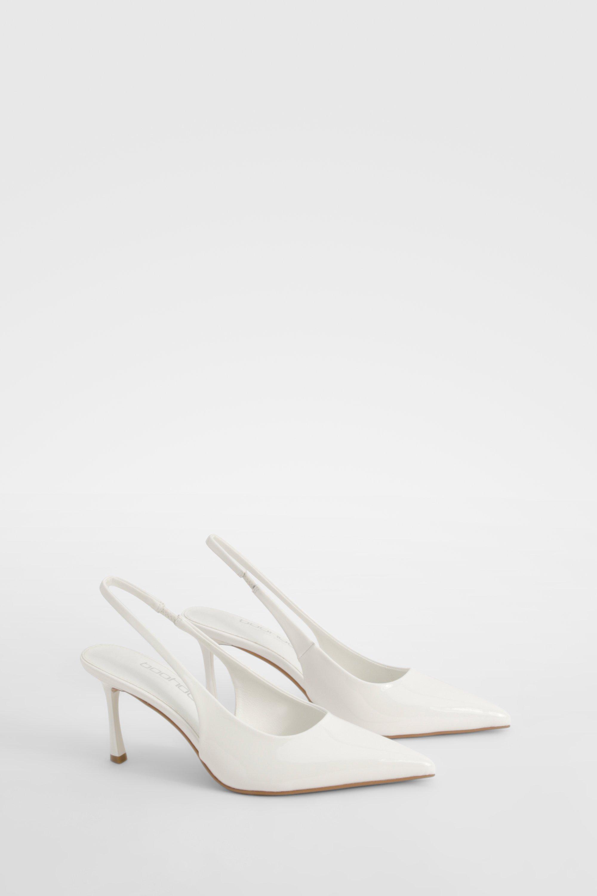 Image of Scarpe décolleté a calzata ampia con fascette sul retro, Bianco
