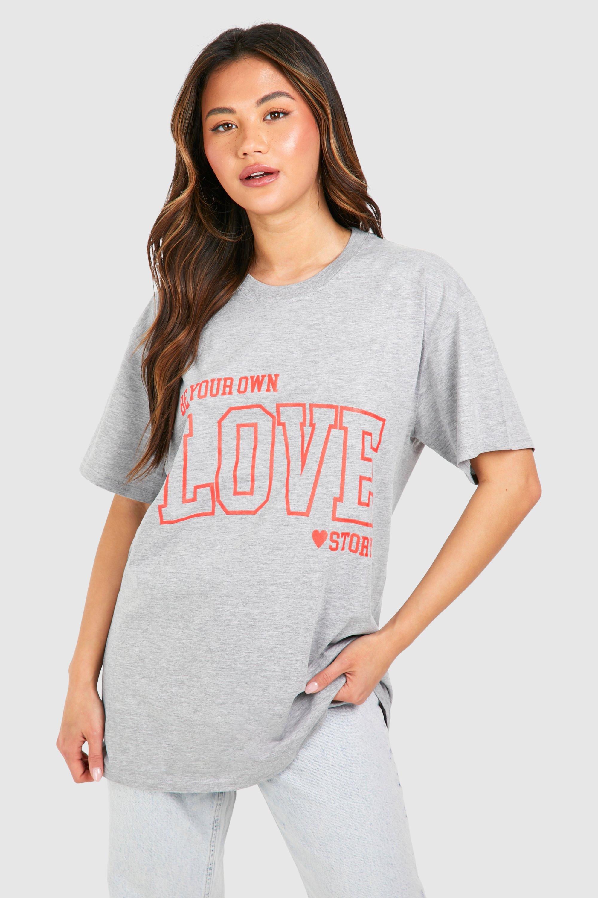 Image of Love Story Oversized T-shirt, Grigio
