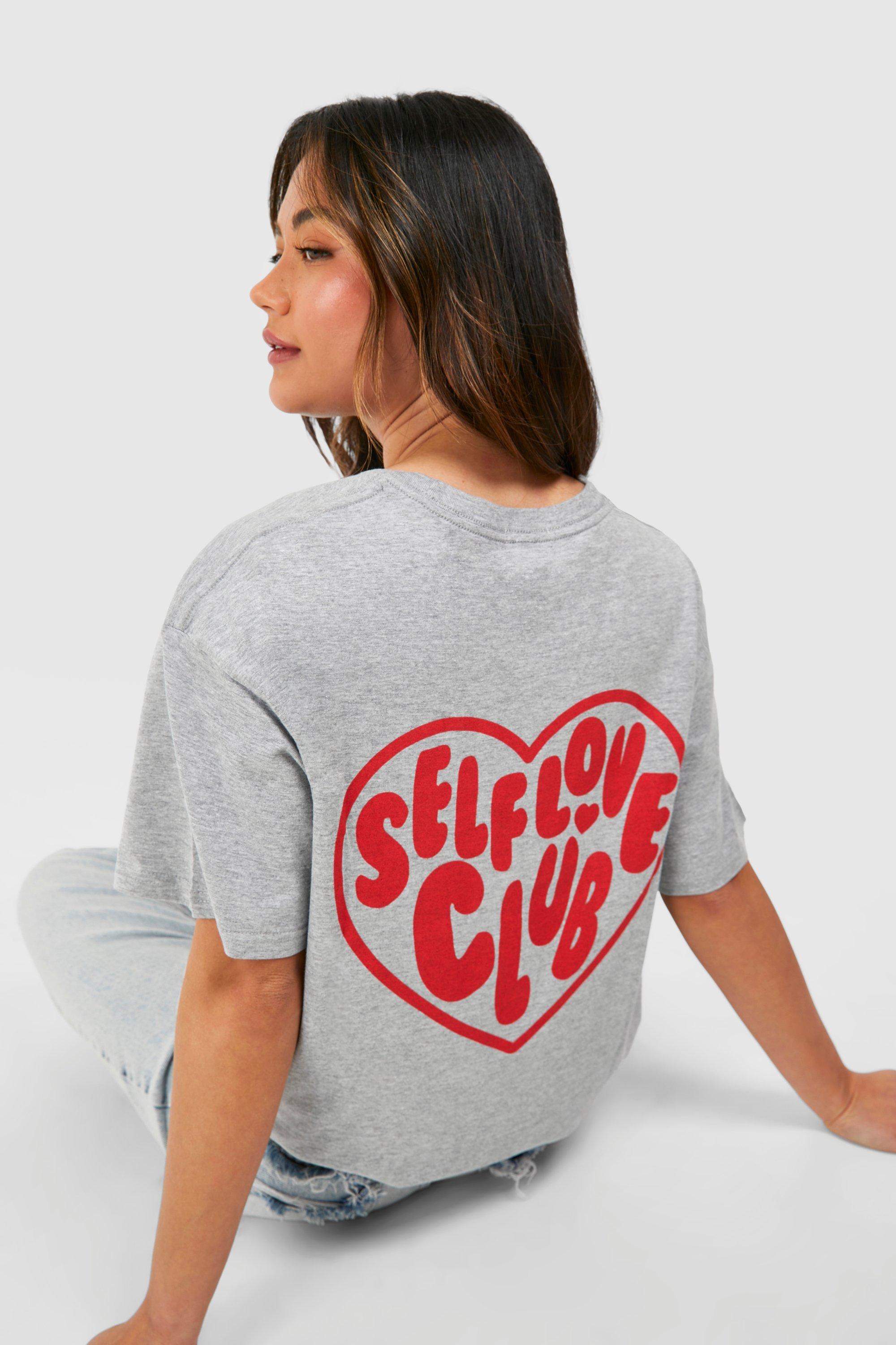 Image of Self Love Club Back Print Oversized T-shirt, Grigio
