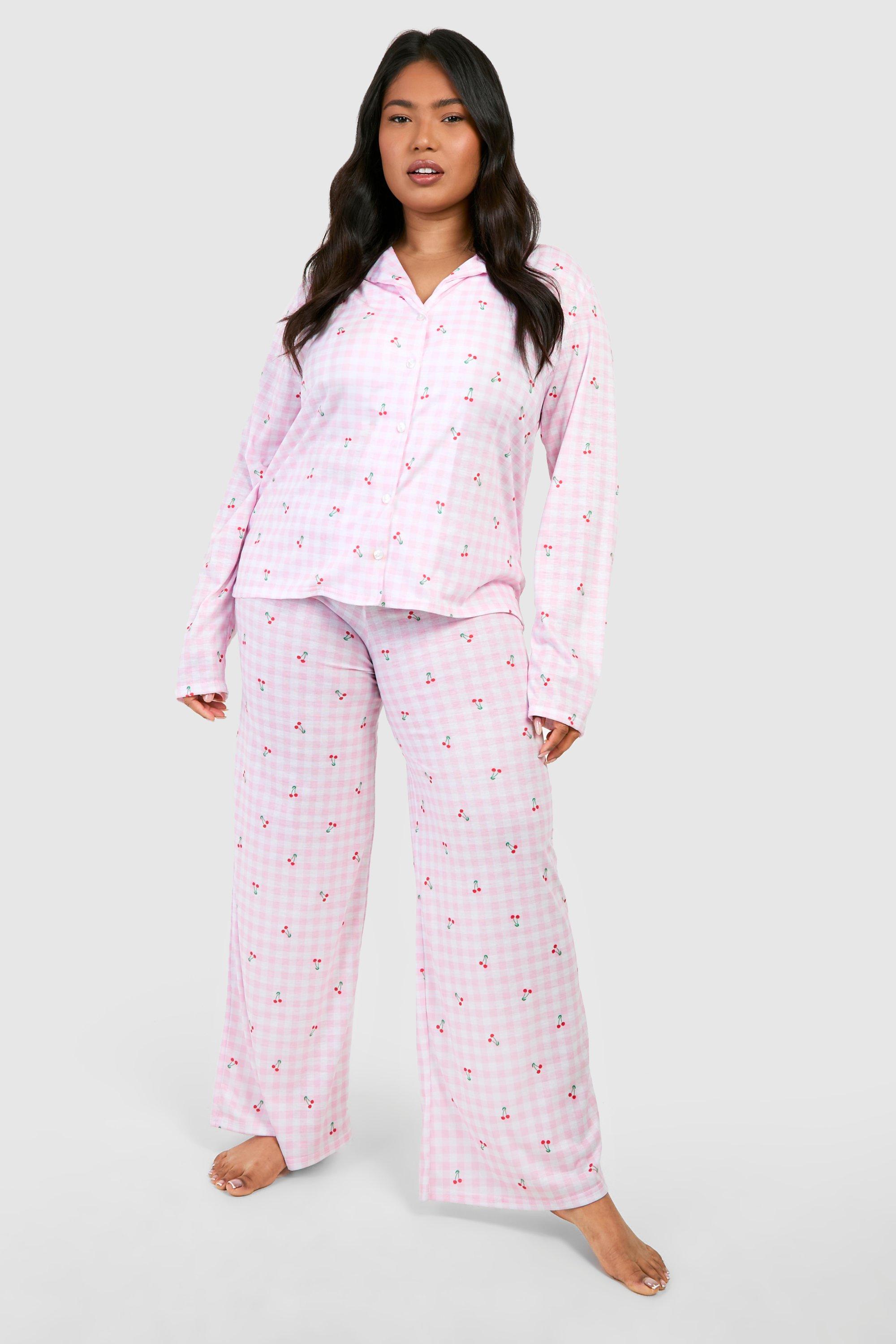 Image of Plus Cherry Checked Pj Trouser, Pink