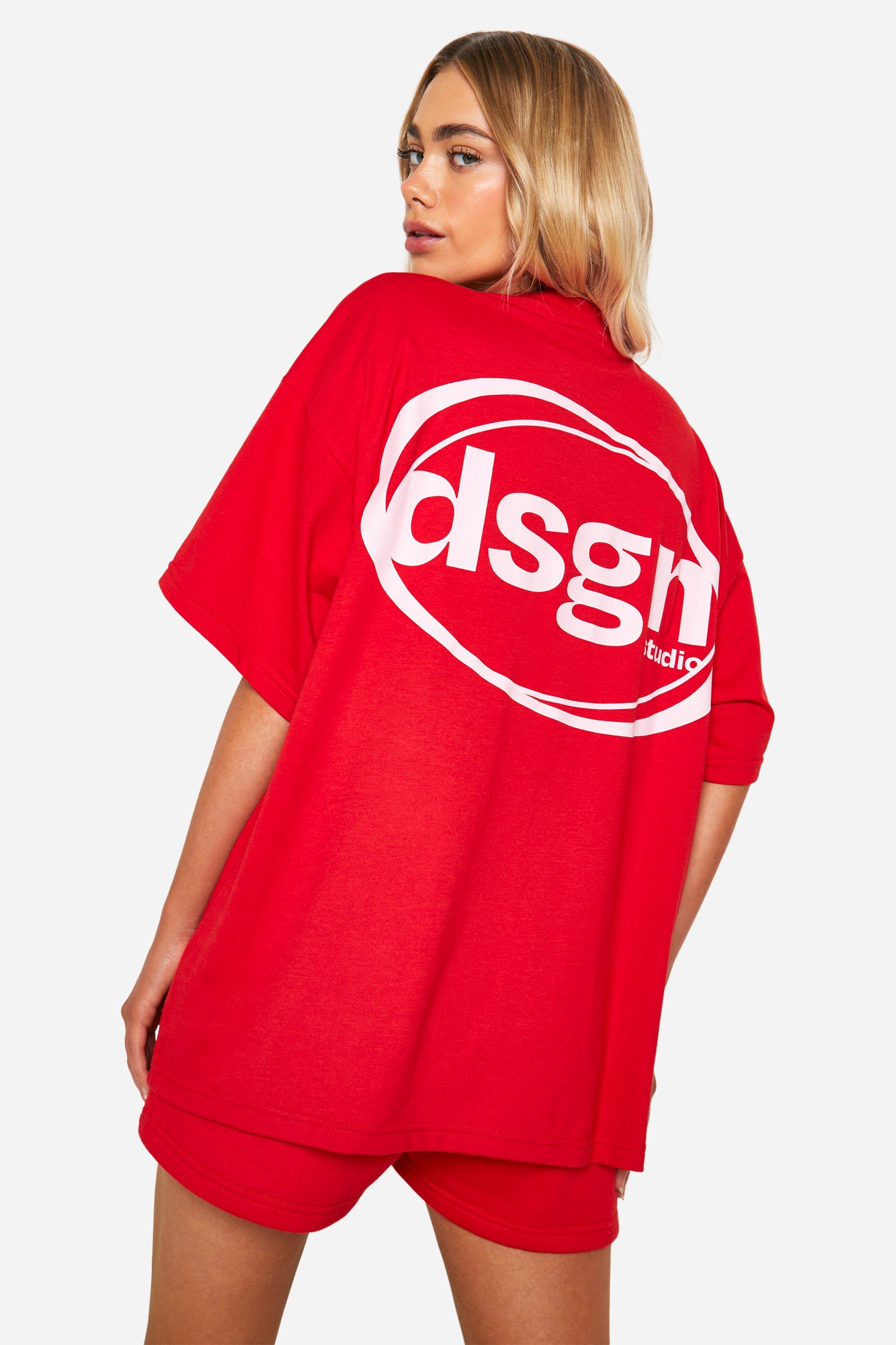 Image of Dsgn Studio Oval Print Oversized T-shirt, Rosso