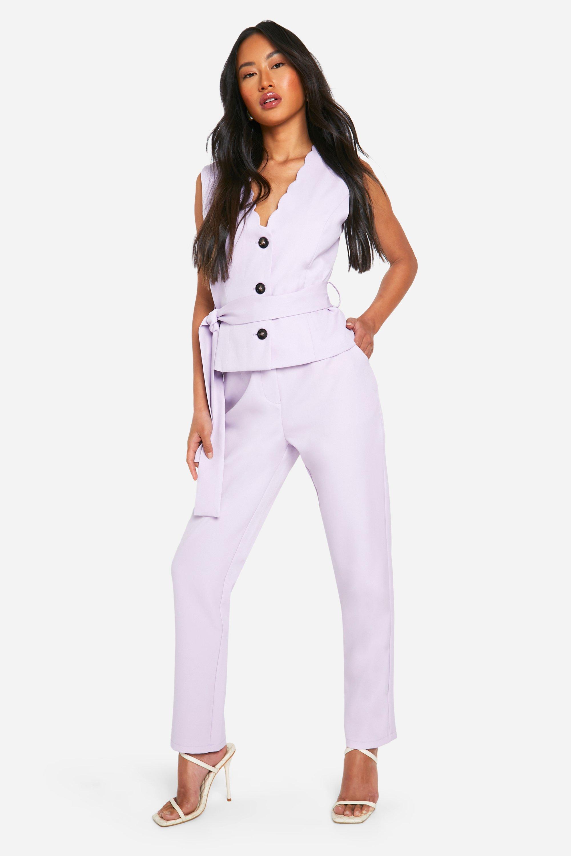 Boohoo Slim Fit Ankle Grazer Tailored Pants, Lilac