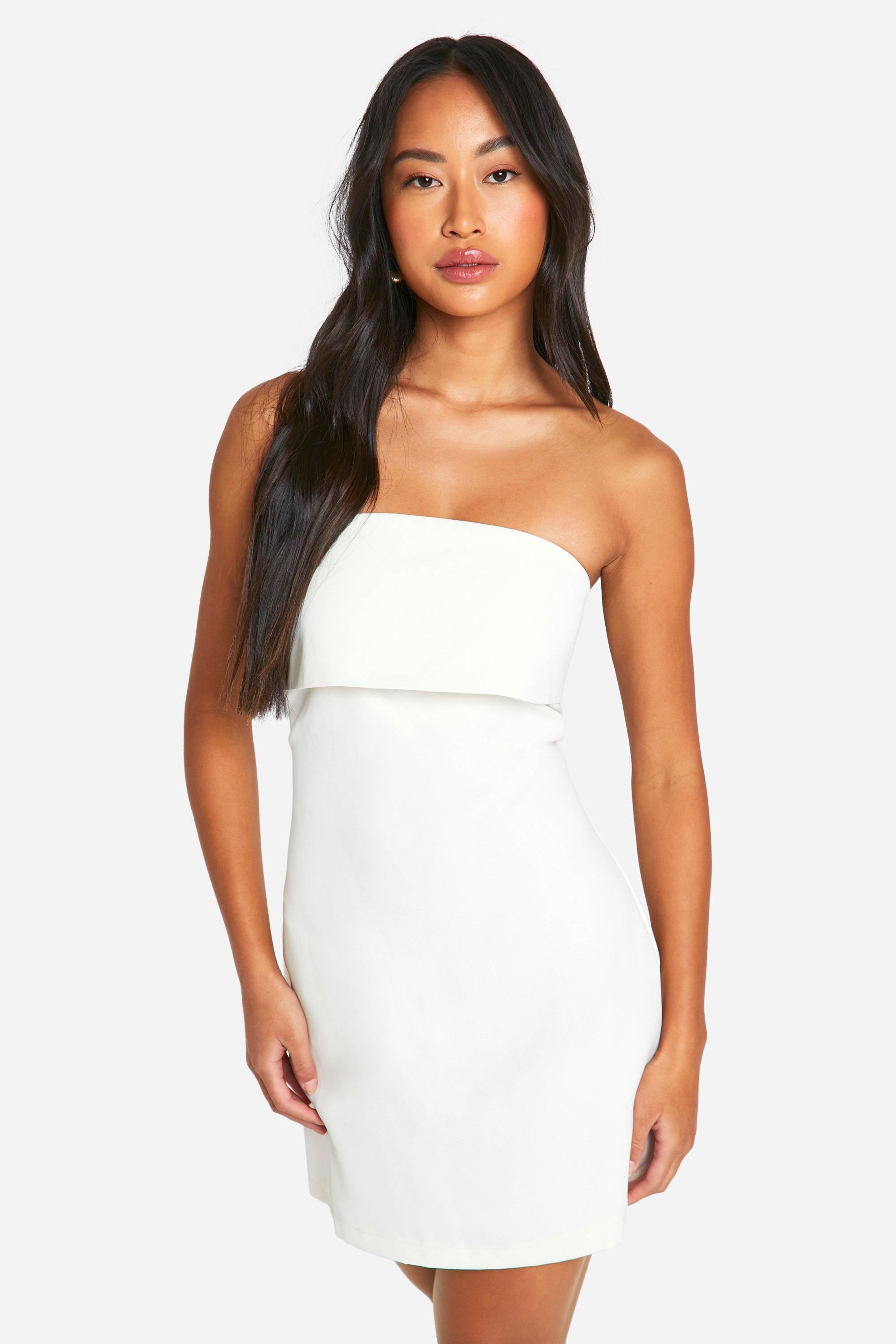 Womens Tailored Bandeau Mini Dress - White - 8, White