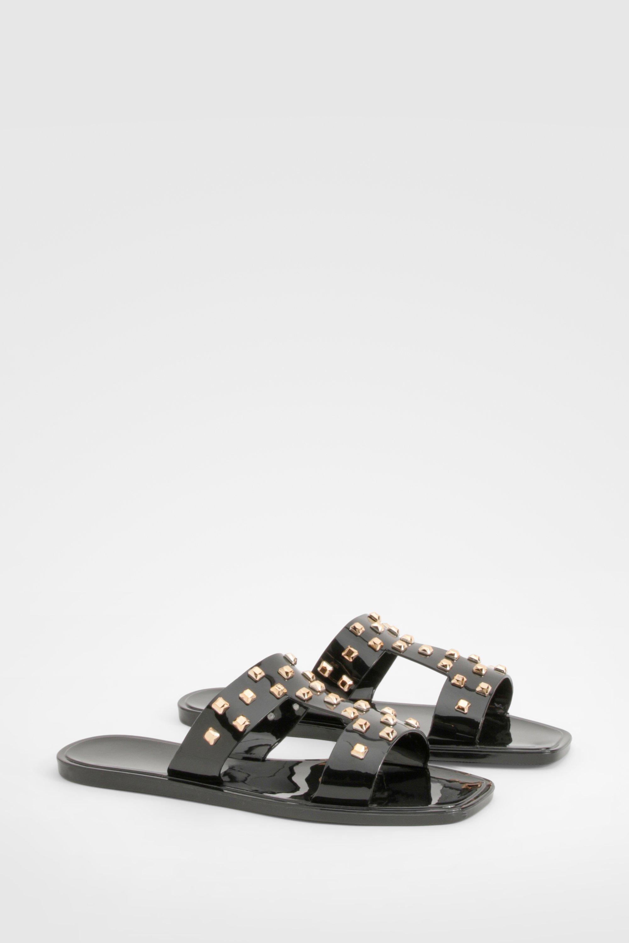 Image of Stud Detail Sandals, Nero