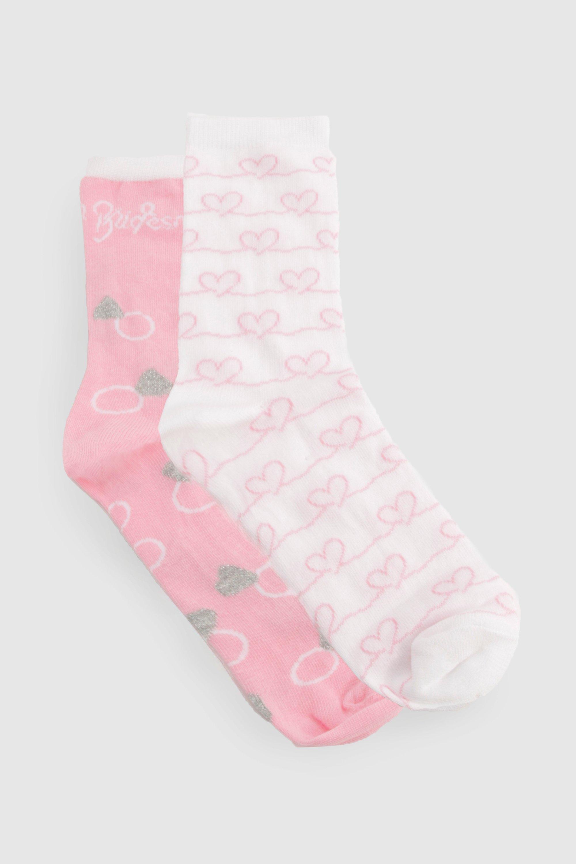 Womens Bridesmaid 2 Pack Socks - Pink - One Size, Pink