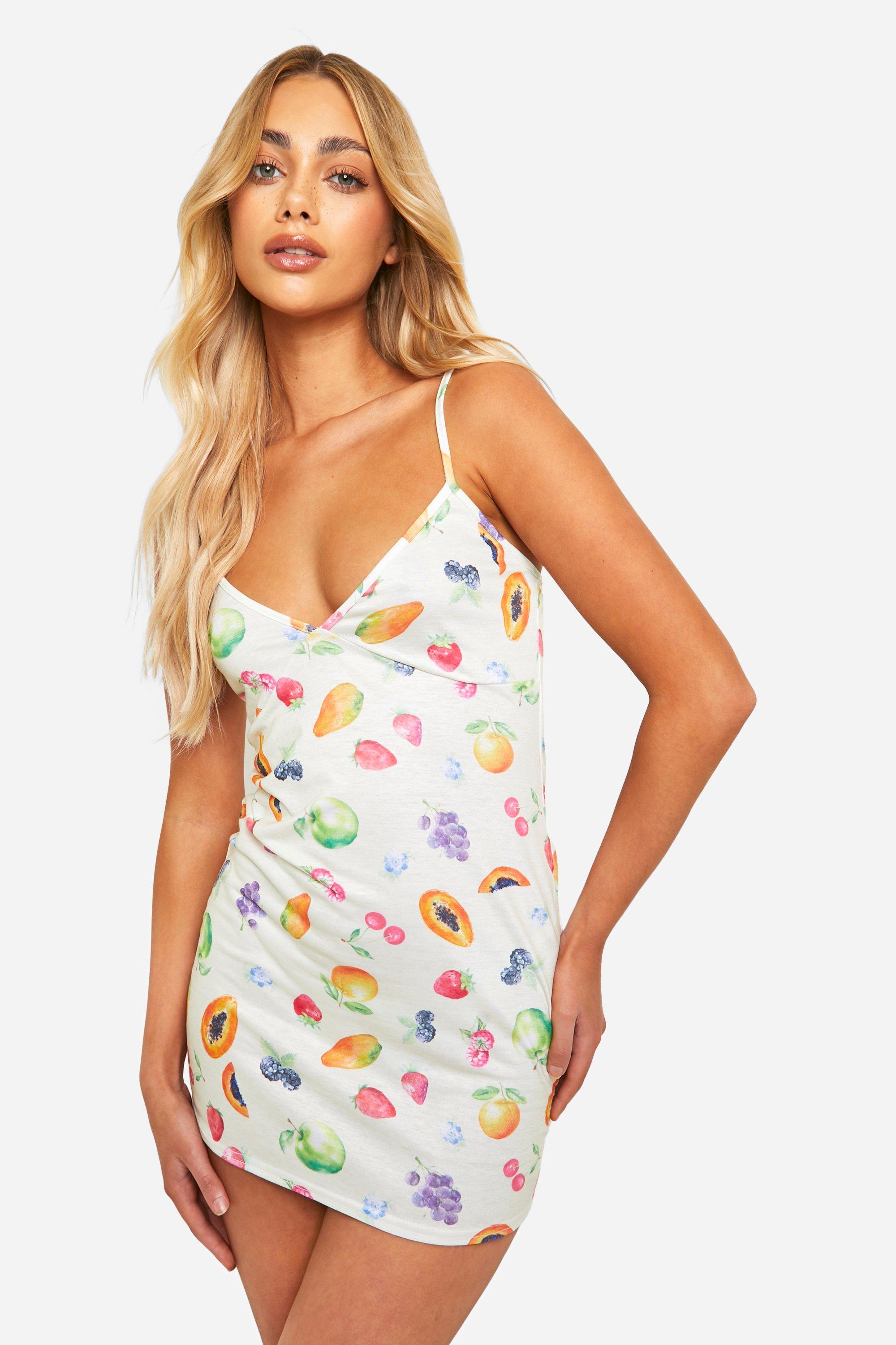 Womens Fruit Print Nightie - Yellow - 16, Yellow