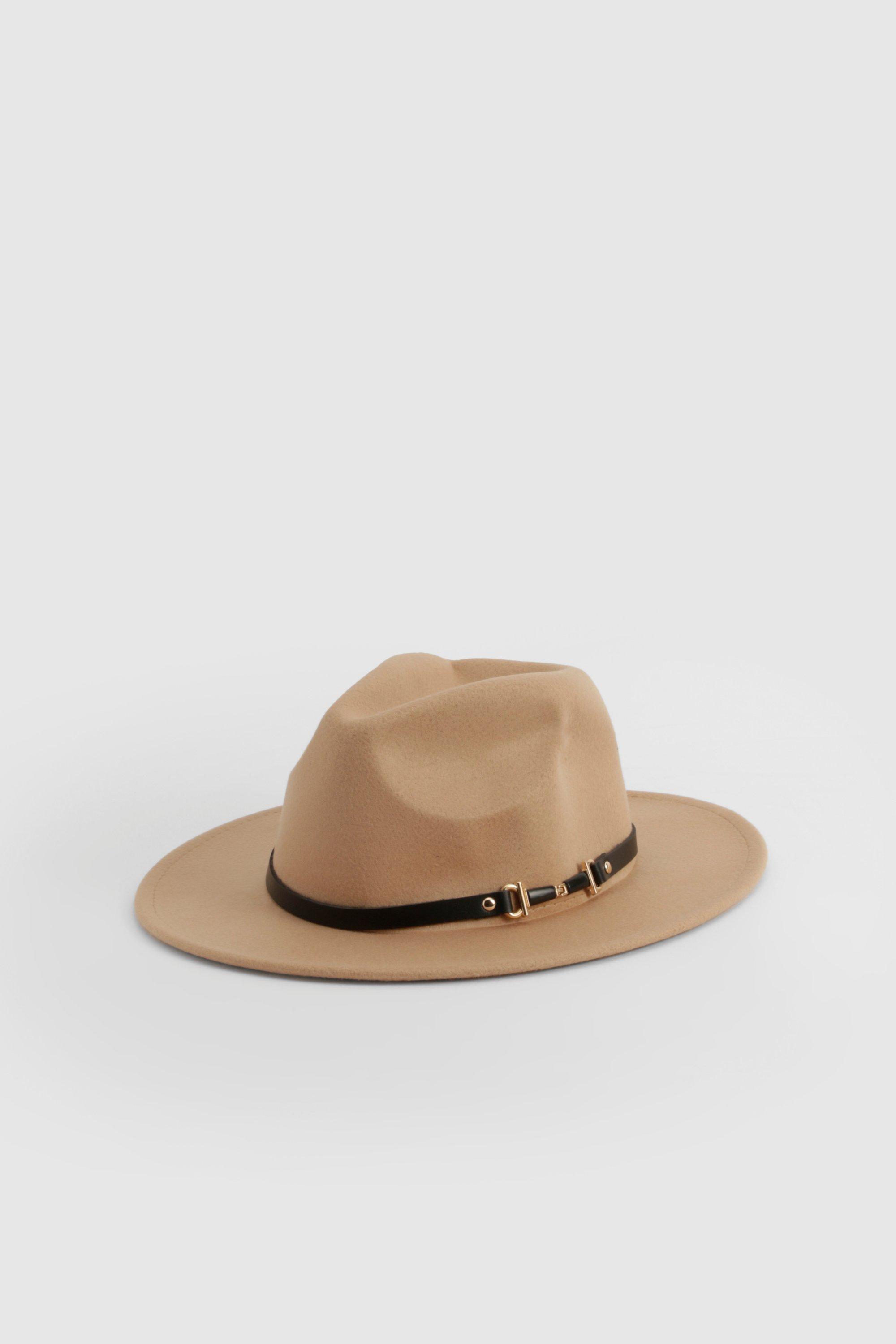 Click to view product details and reviews for Womens Tonal Buckle Detail Fedora Hat Beige One Size Beige.