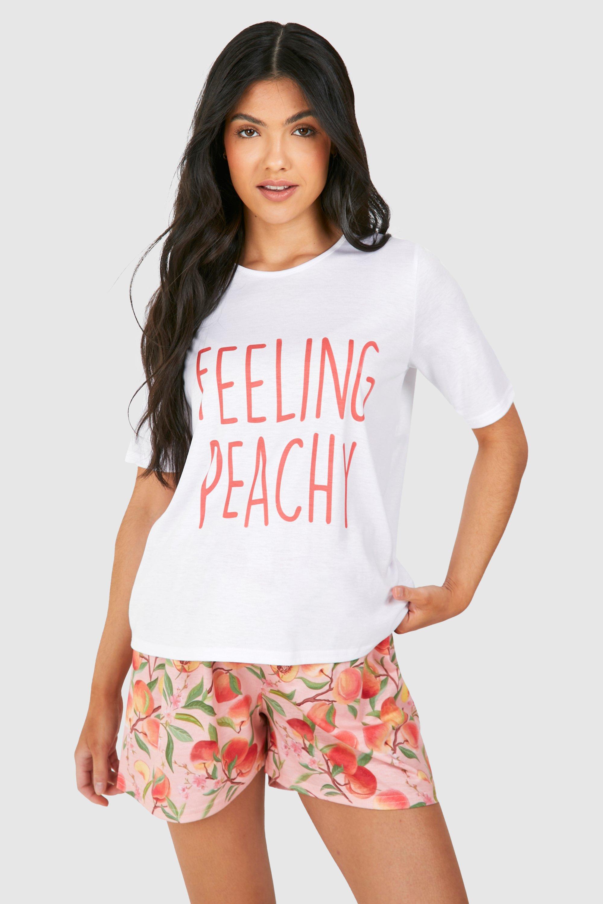 Womens Maternity 'Feeling Peachy' T-Shirt And Short Pyjama Set - Pink - 8, Pink