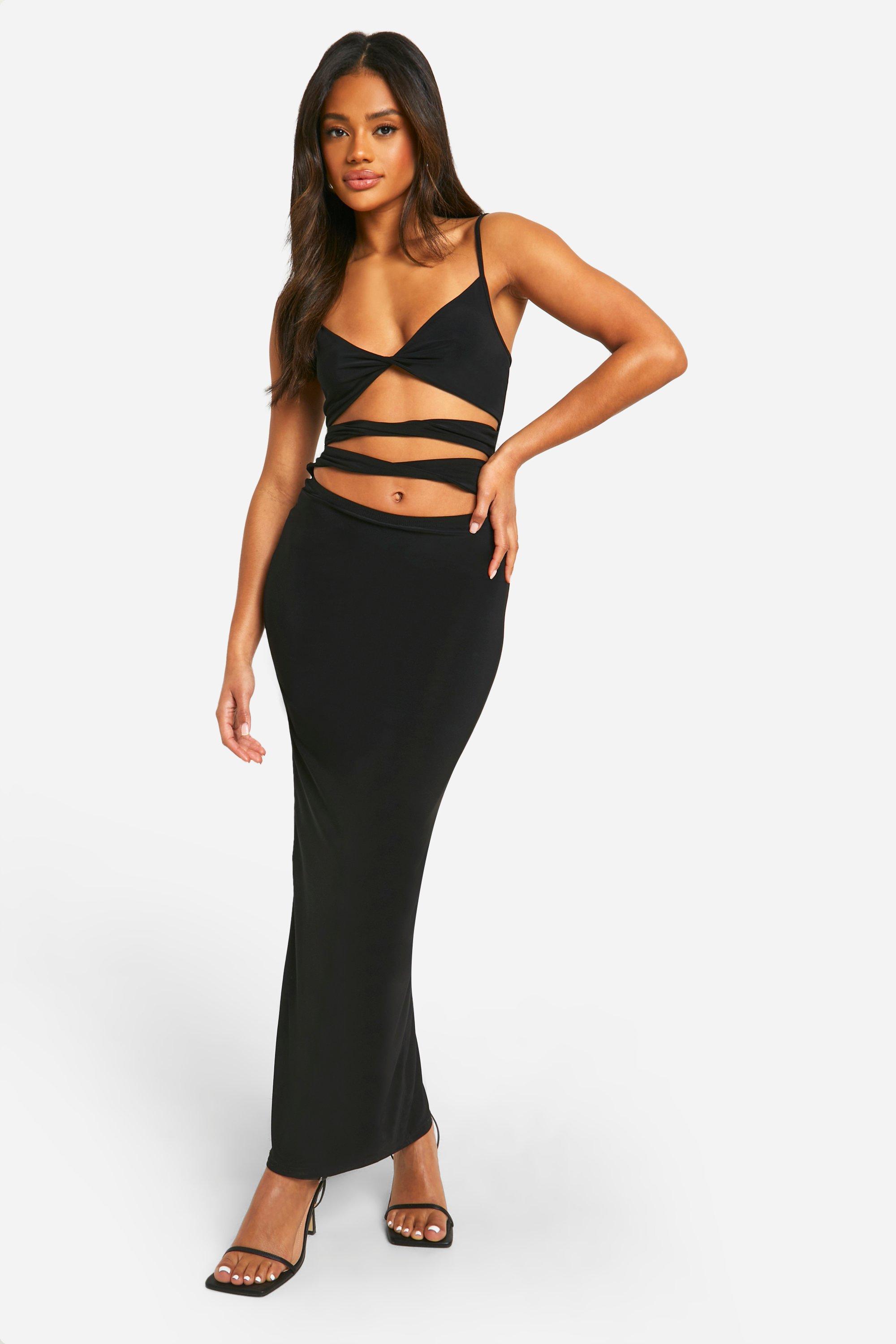 Image of Cut Out Strappy Maxi Dress, Nero