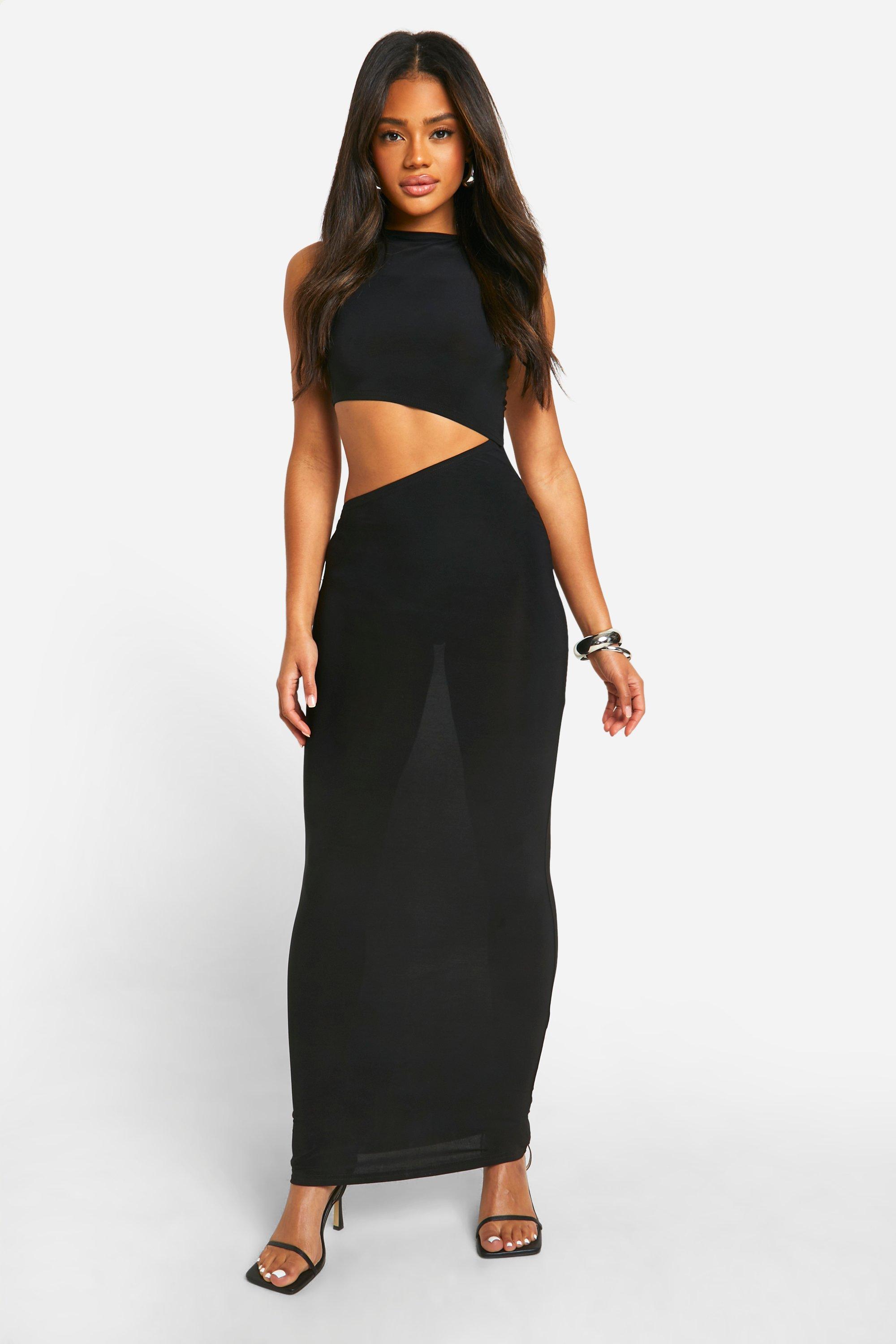 Image of Cut Out Slinky Maxi Dress, Nero