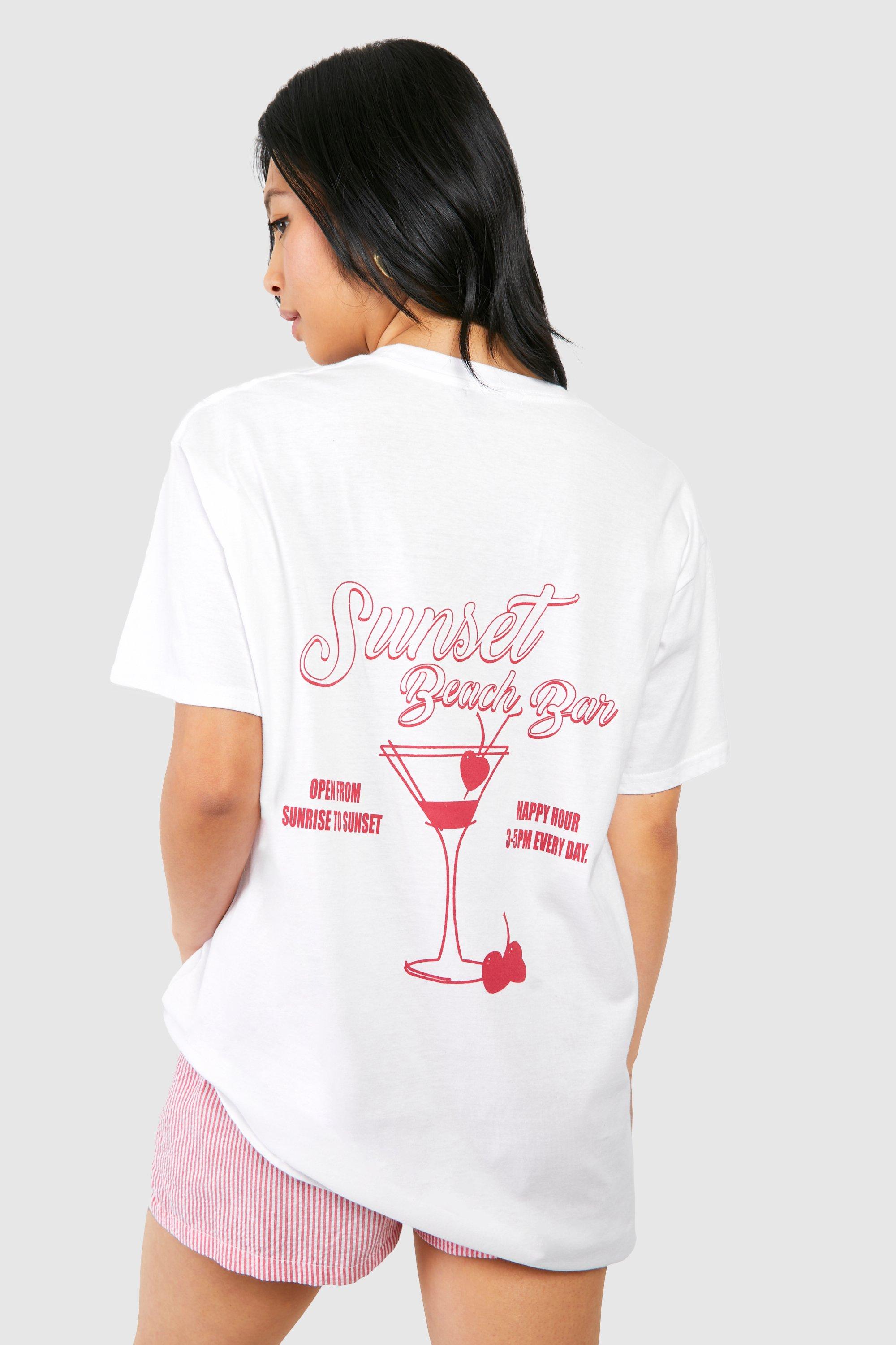 Image of Petite Oversized Cocktail Graphic T-shirt, Bianco