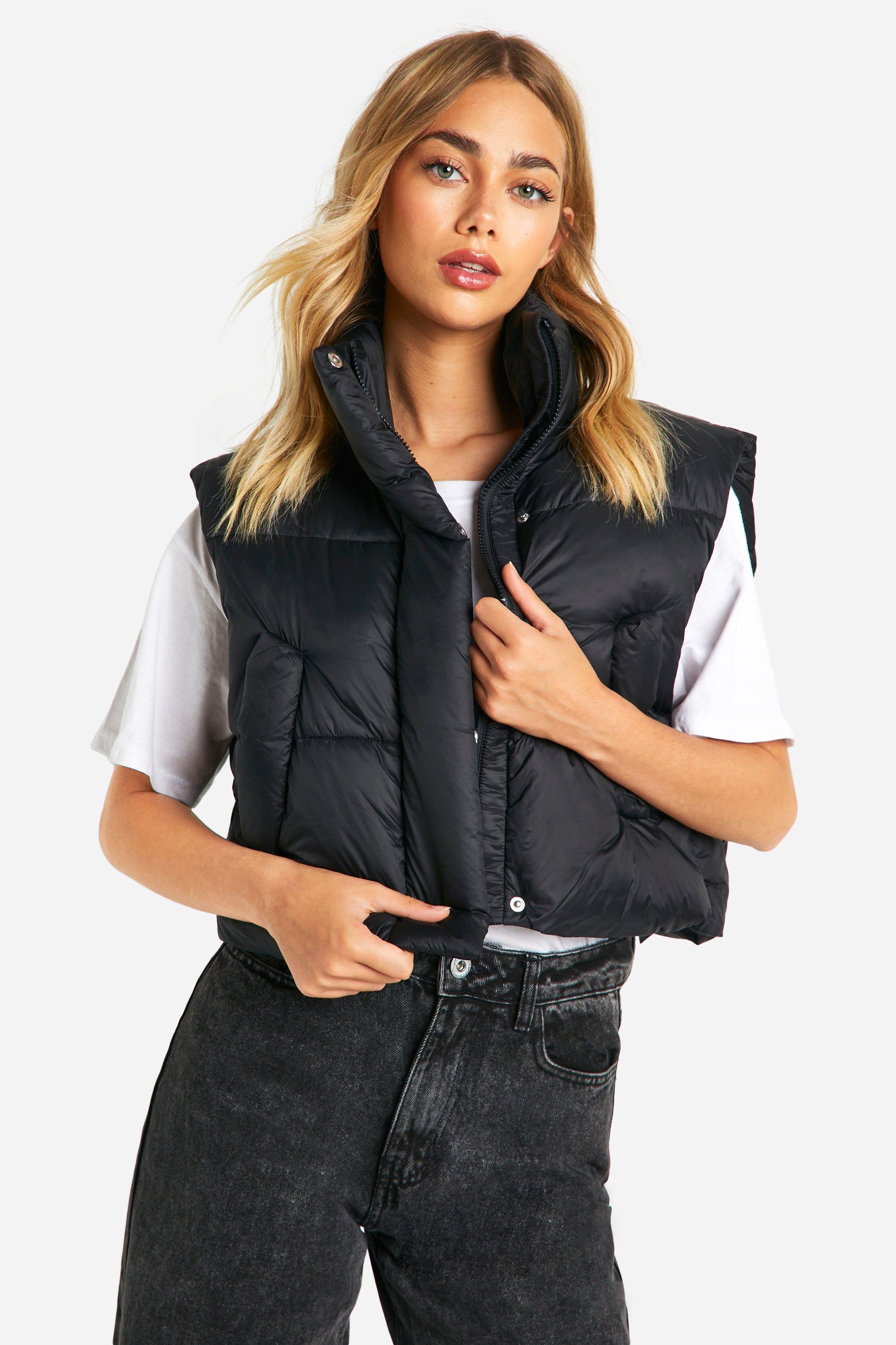 Boohoo Korte Gewatteerde Bodywarmer, Black