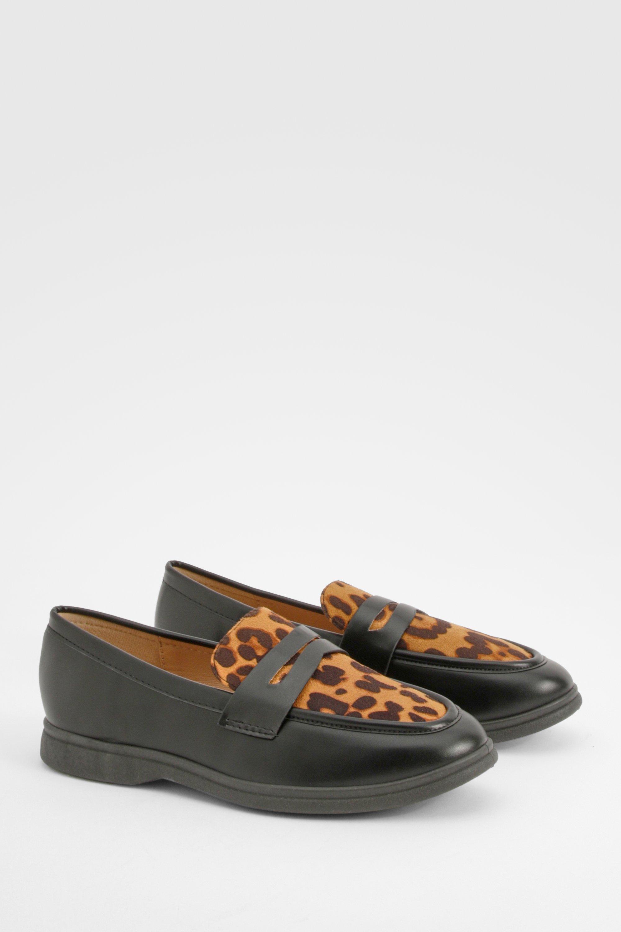 Womens Leopard Panel Detail Loafer - Multi - 6, Multi